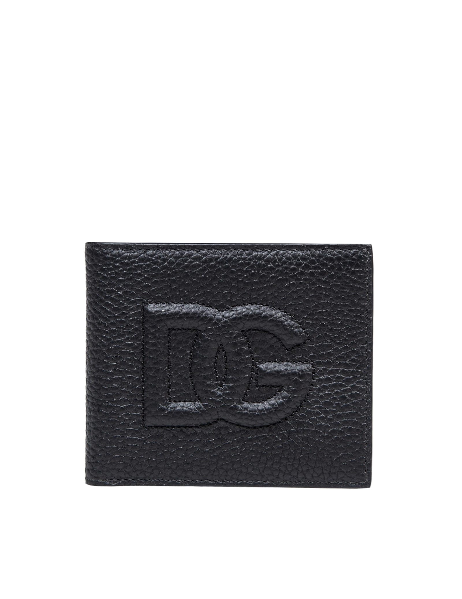 Shop Dolce & Gabbana Leather Wallet With Embossed Logo In Black