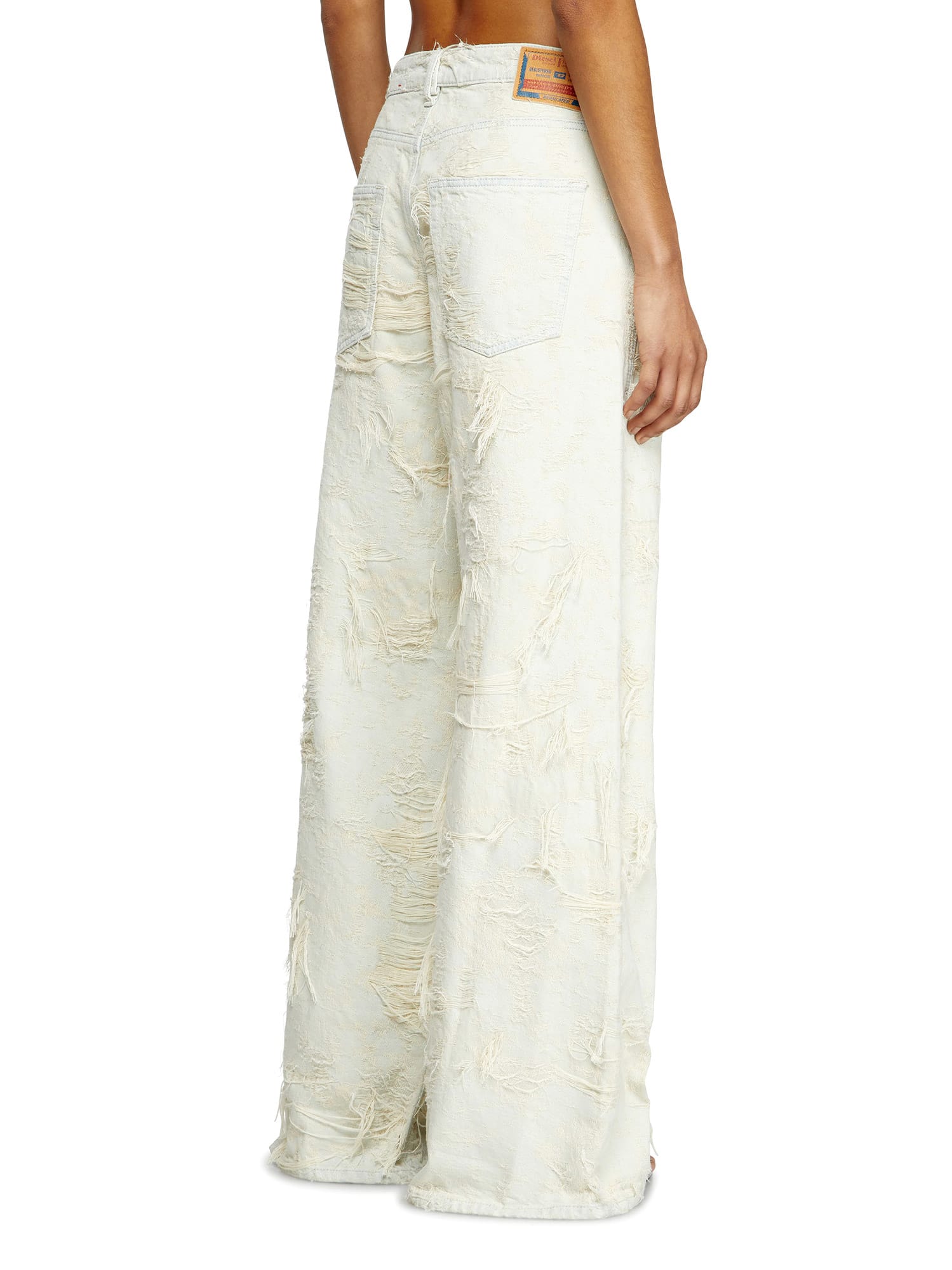 Diesel 1996 D-sire Fsg Wide-leg Distressed Trousers In Neutral