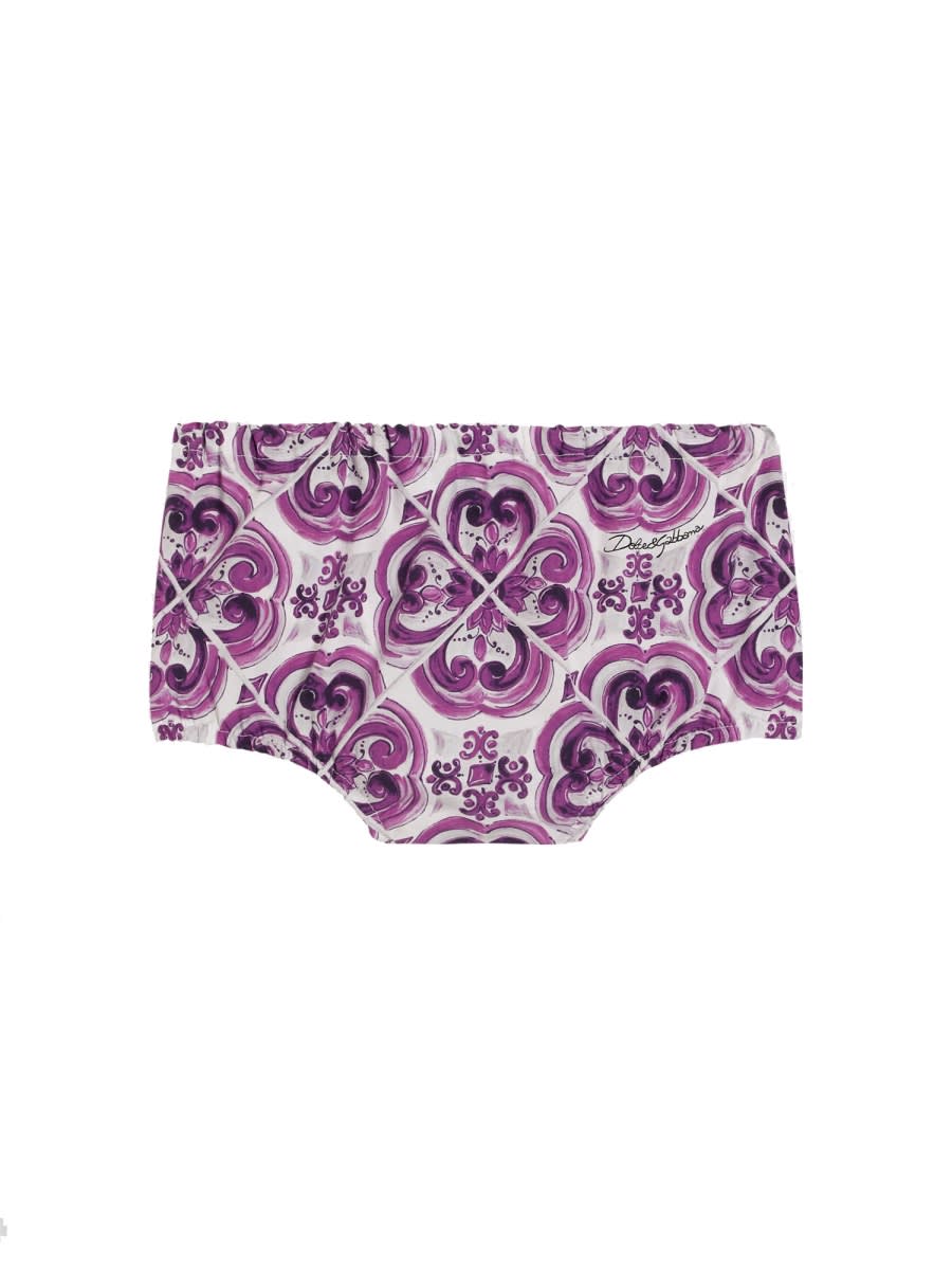 Dolce & Gabbana Cotton Printed Dress In Purple