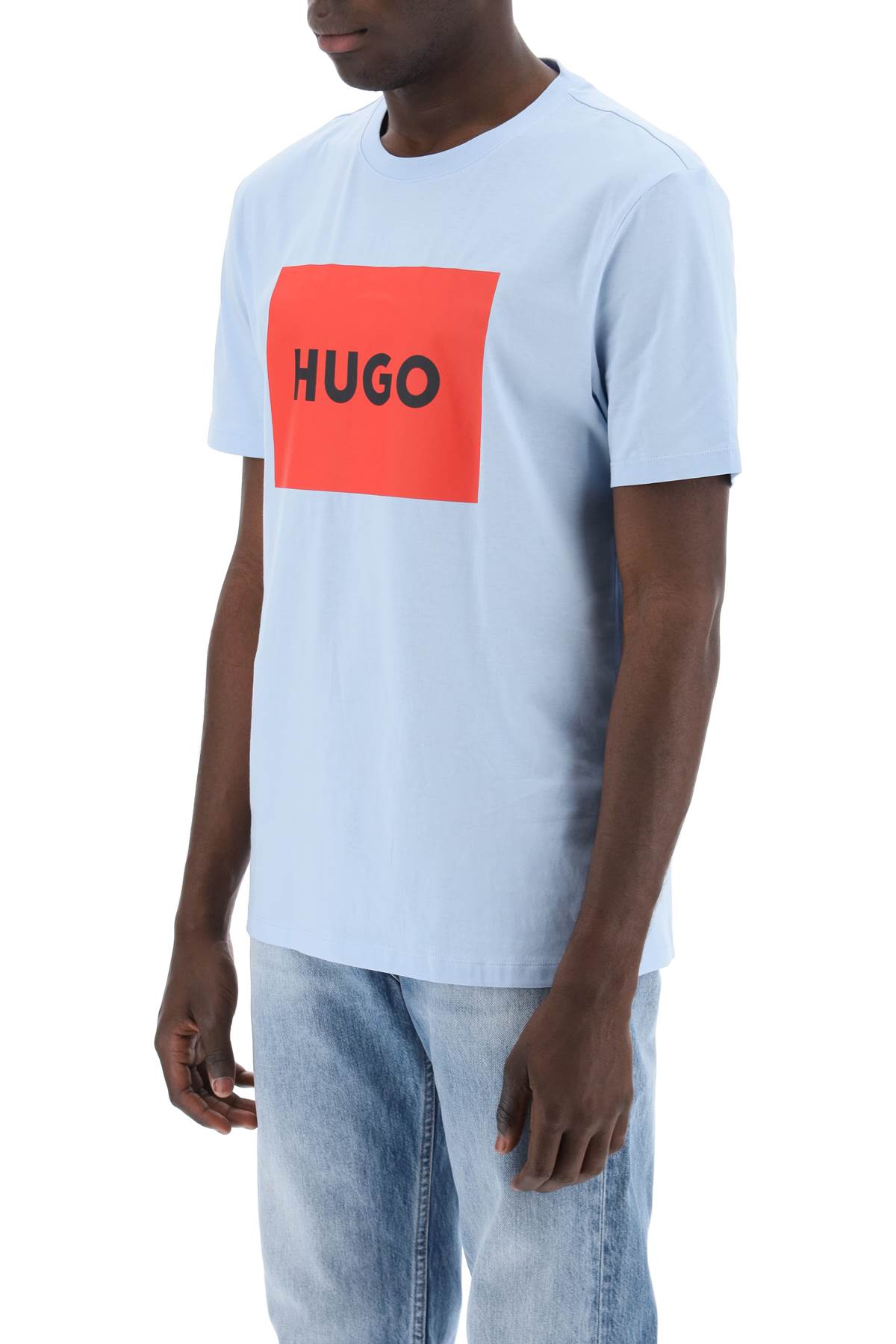 Shop Hugo Boss Dulive T-shirt With Logo Box In Light Pastel Blue (light Blue)