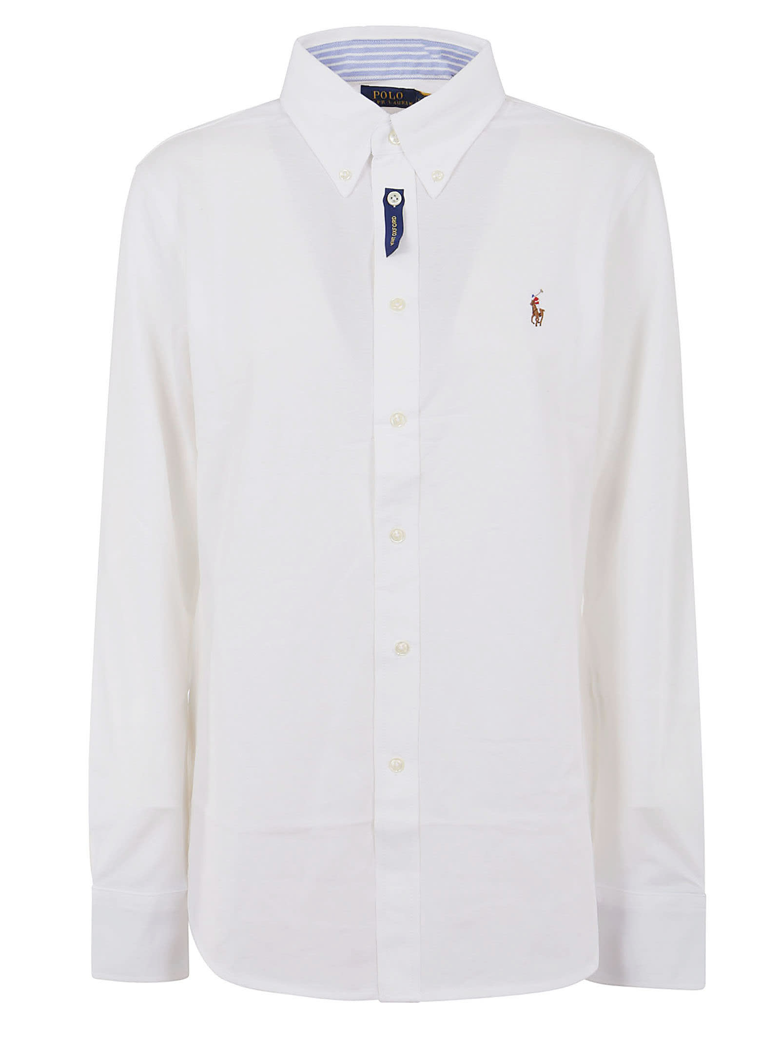 Polo Ralph Lauren Long Sleeve Button-up Shirt With Embroidered Logo In White