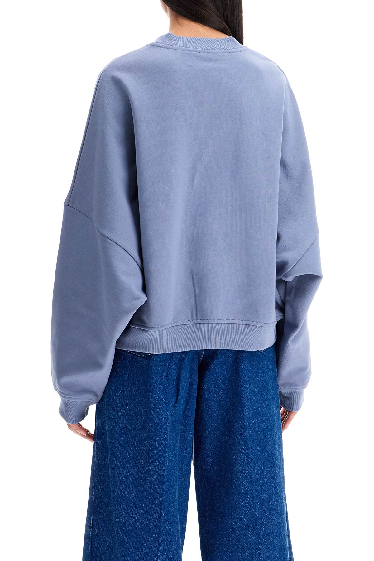 Shop Marni Crewneck Sweatshirt With Logo In Shadow (light Blue)