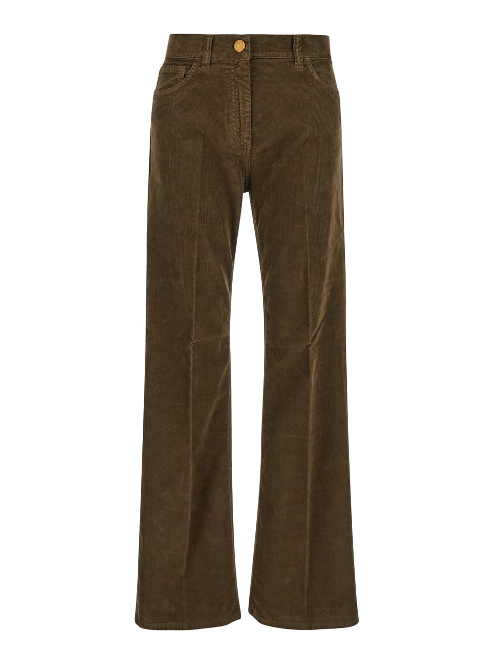 Brown Five-pocket Jeans In Courduroy Woman