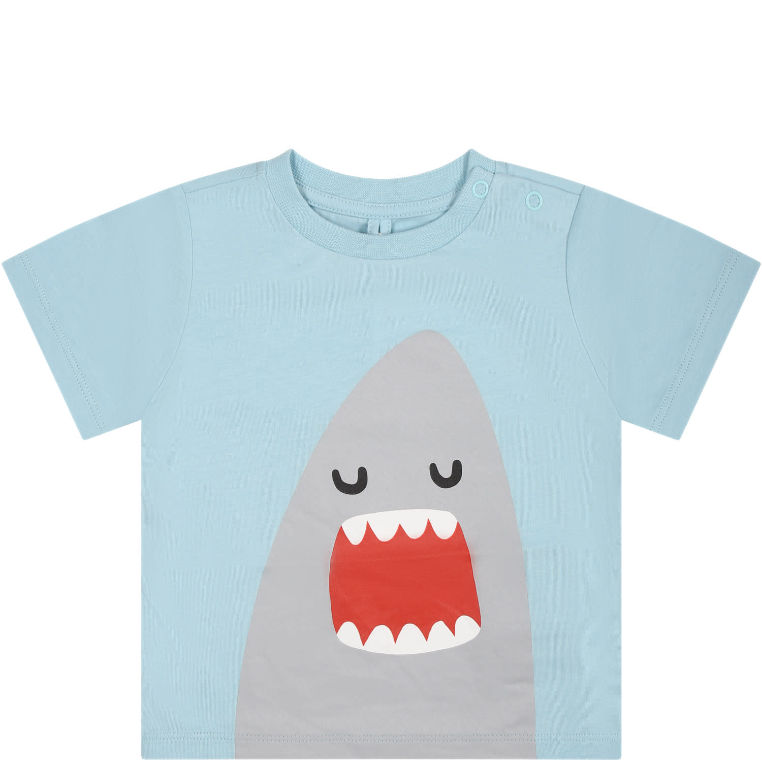Stella Mccartney Light Blue T-shirt For Baby Boy With Shark