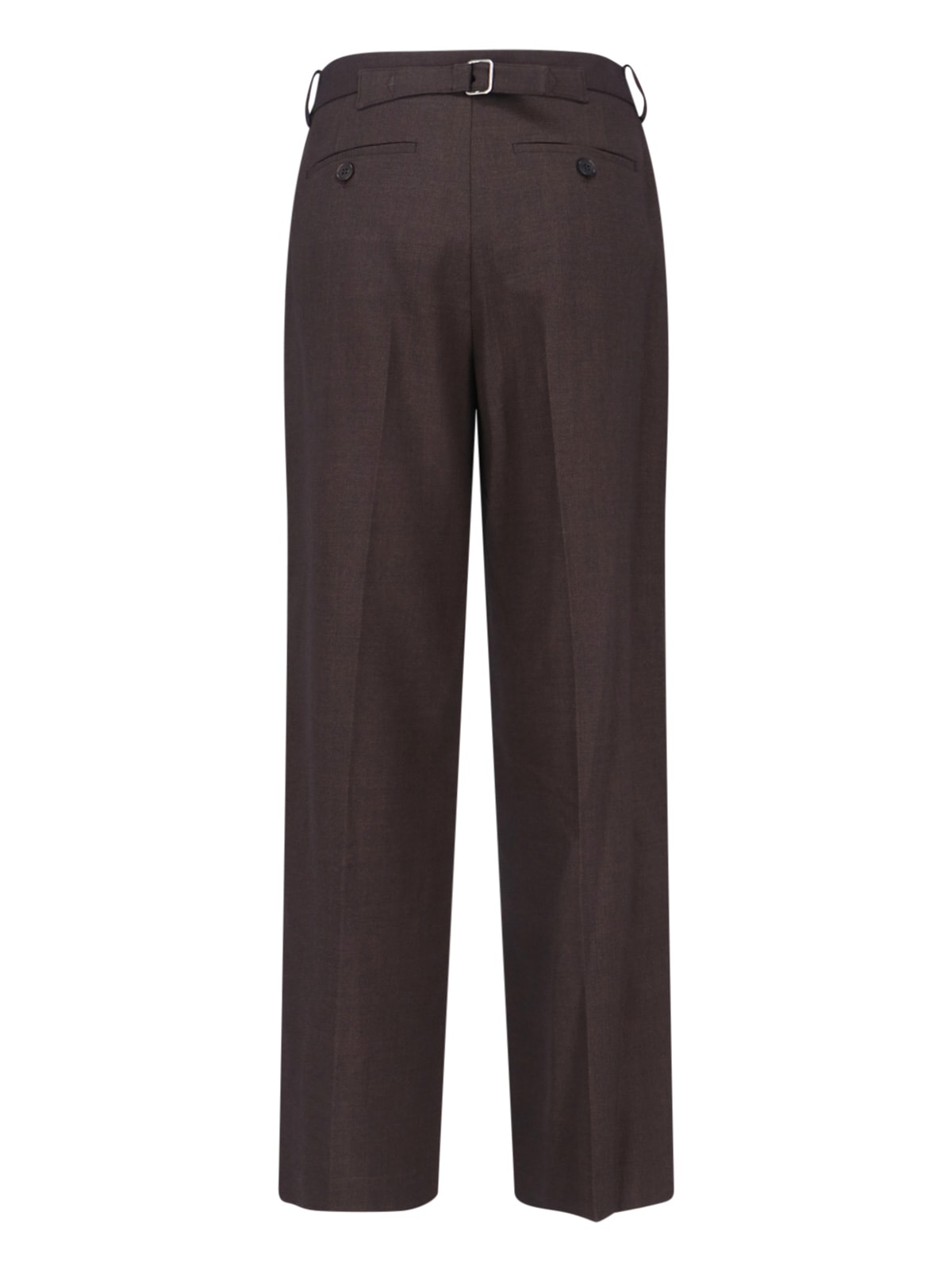 Low Classic Tailored Trousers With Pockets And Loops In Brown