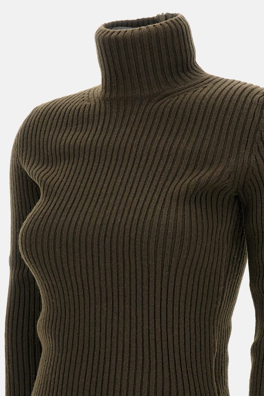 Max Mara Ribbed Turtleneck Sweater In Green