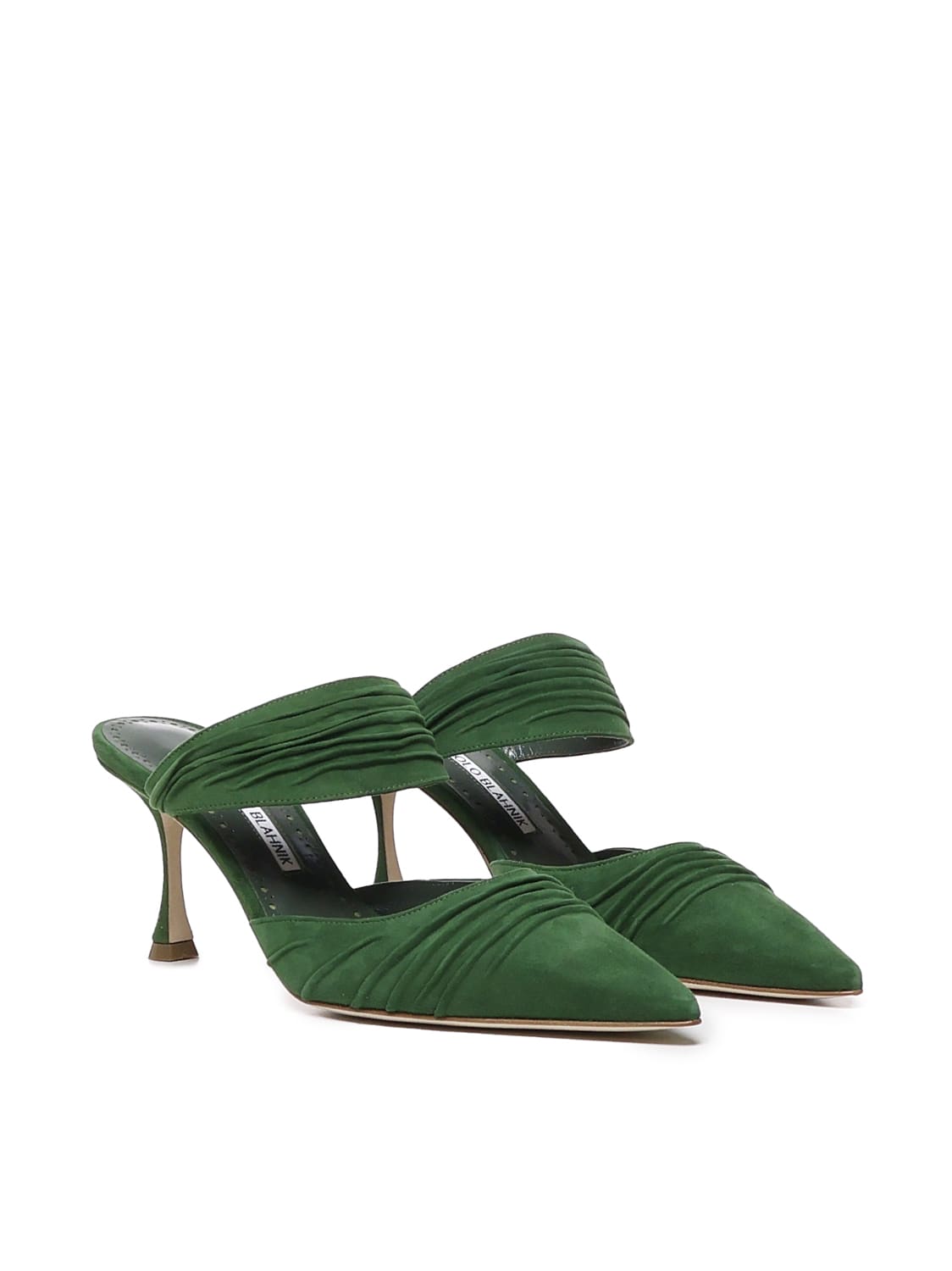 Shop Manolo Blahnik Circeamu Sabot In Suede In Green