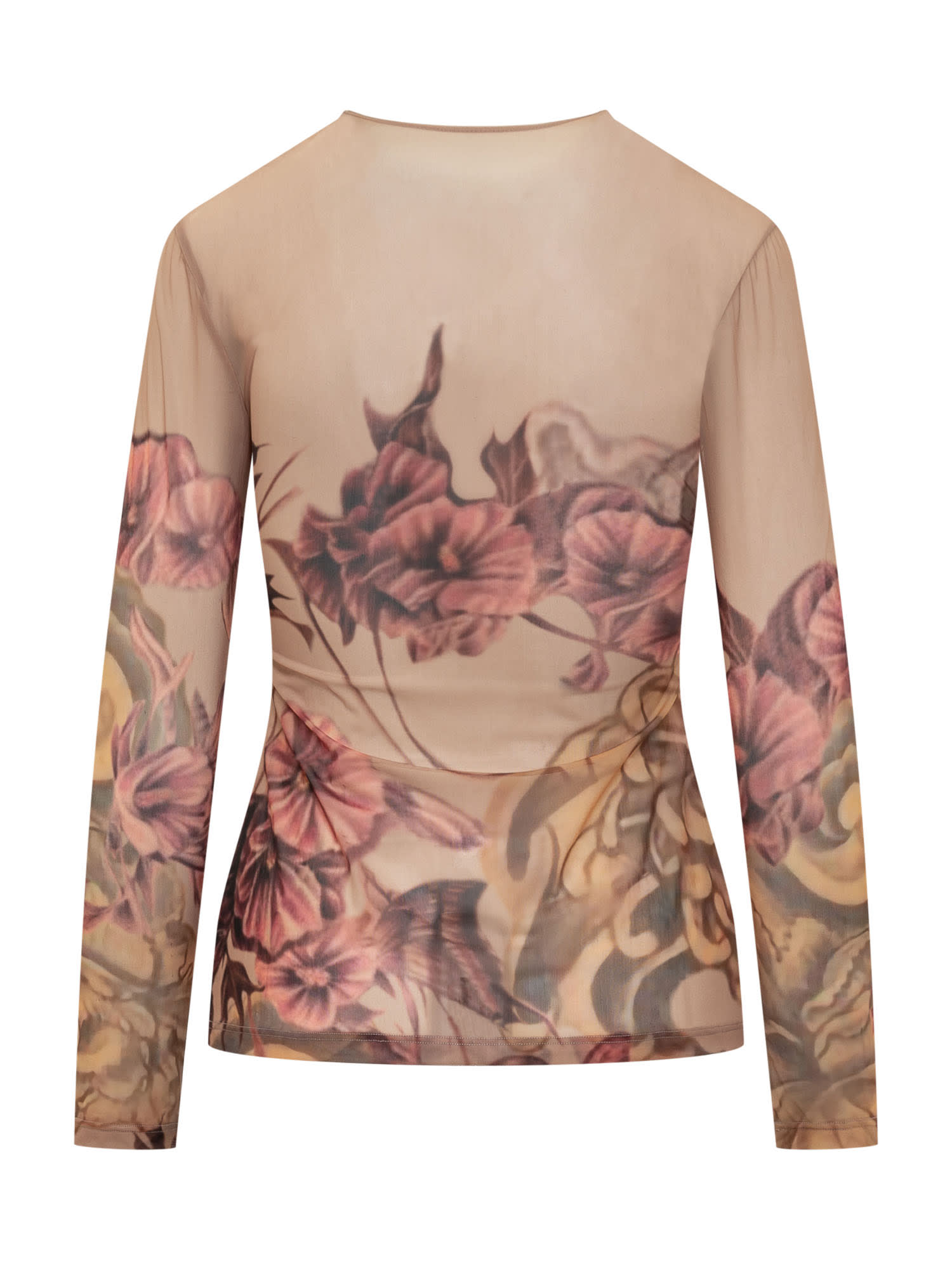Shop Alberta Ferretti T-shirt With Floral Print In Fantasia Rosa