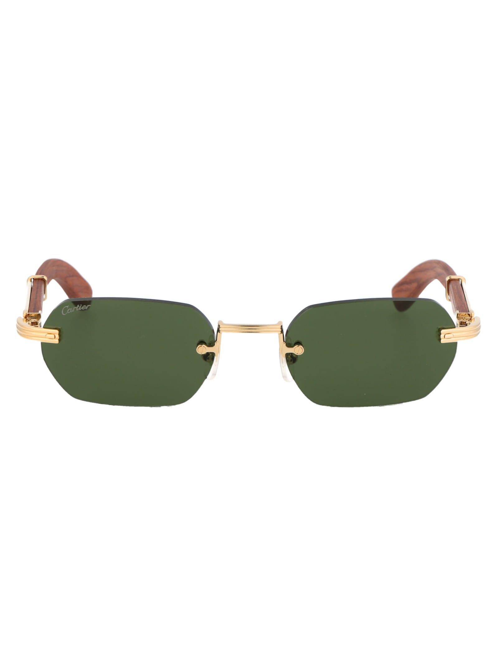 Shop Cartier Ct0362s Sunglasses In 002 Gold Brown Green