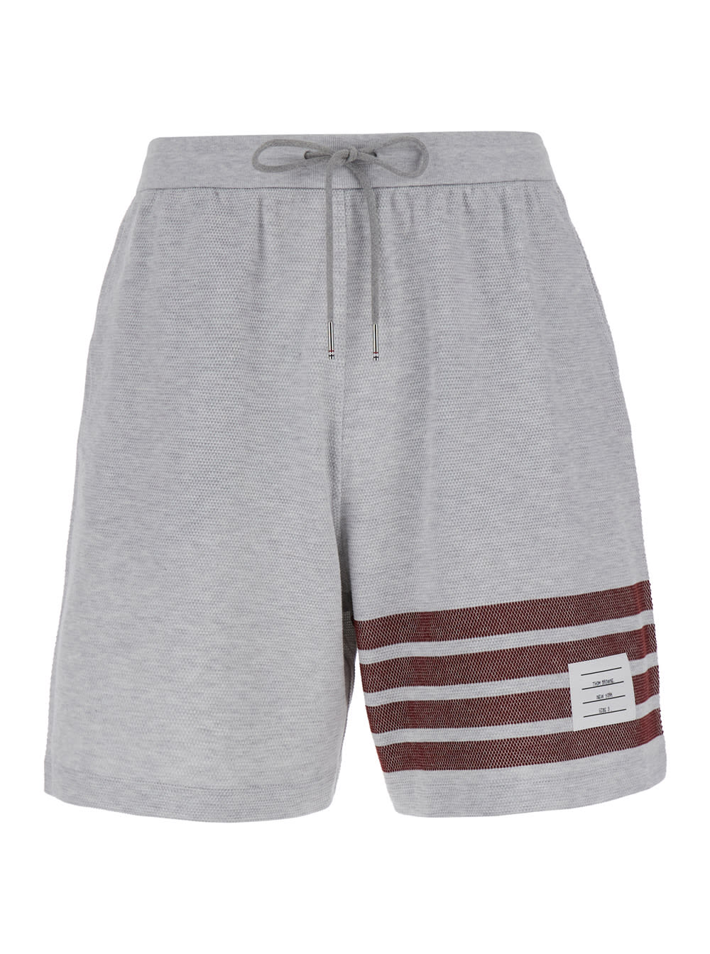 Shop Thom Browne Grey Shorts With 4 Bars Logo In Cotton Man