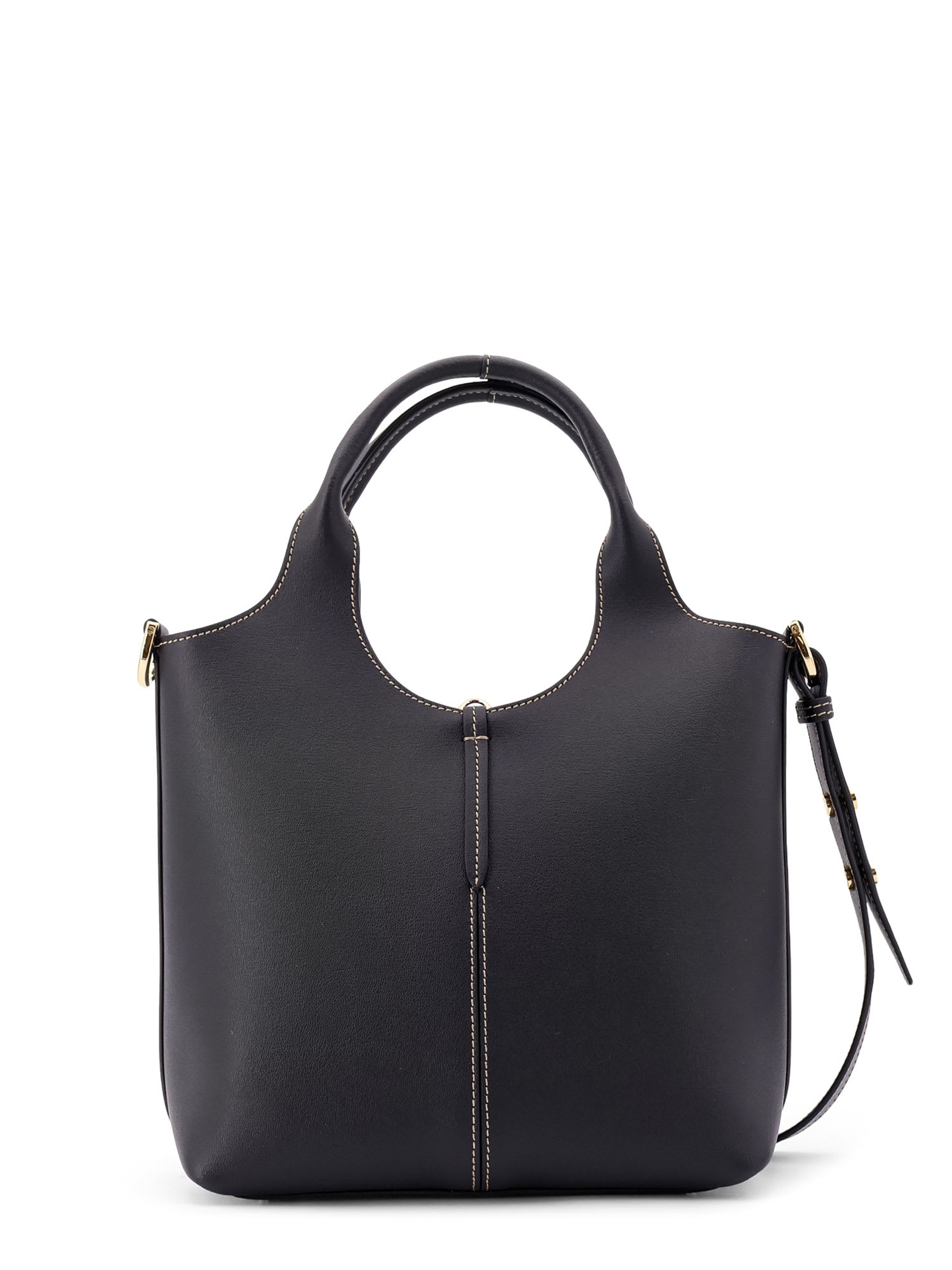 Tod's Black Shoulder Bag With Metal Bar With Logo In Leather Woman In Black