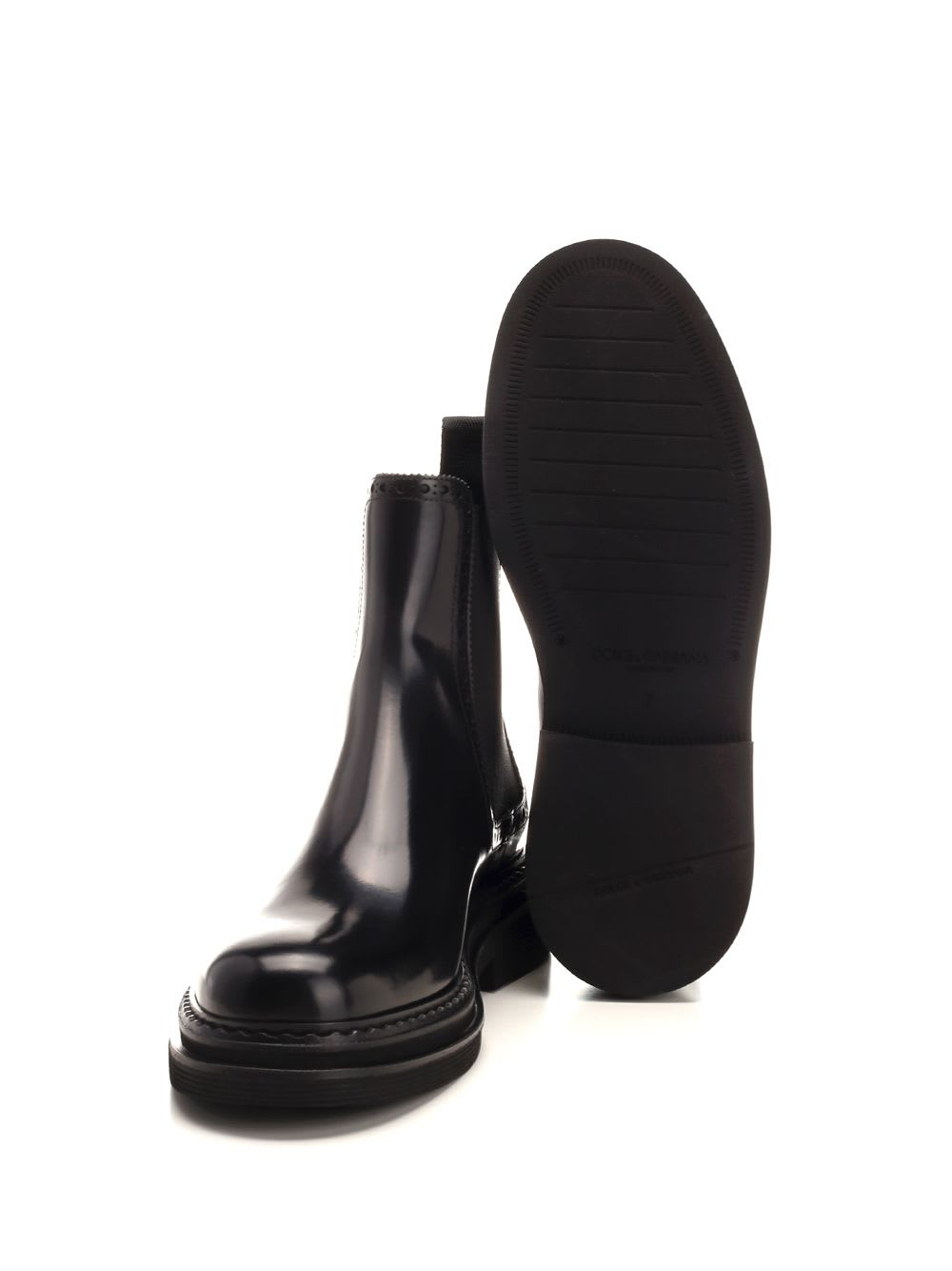 Shop Dolce & Gabbana Black Brushed Leather Ankle Boot