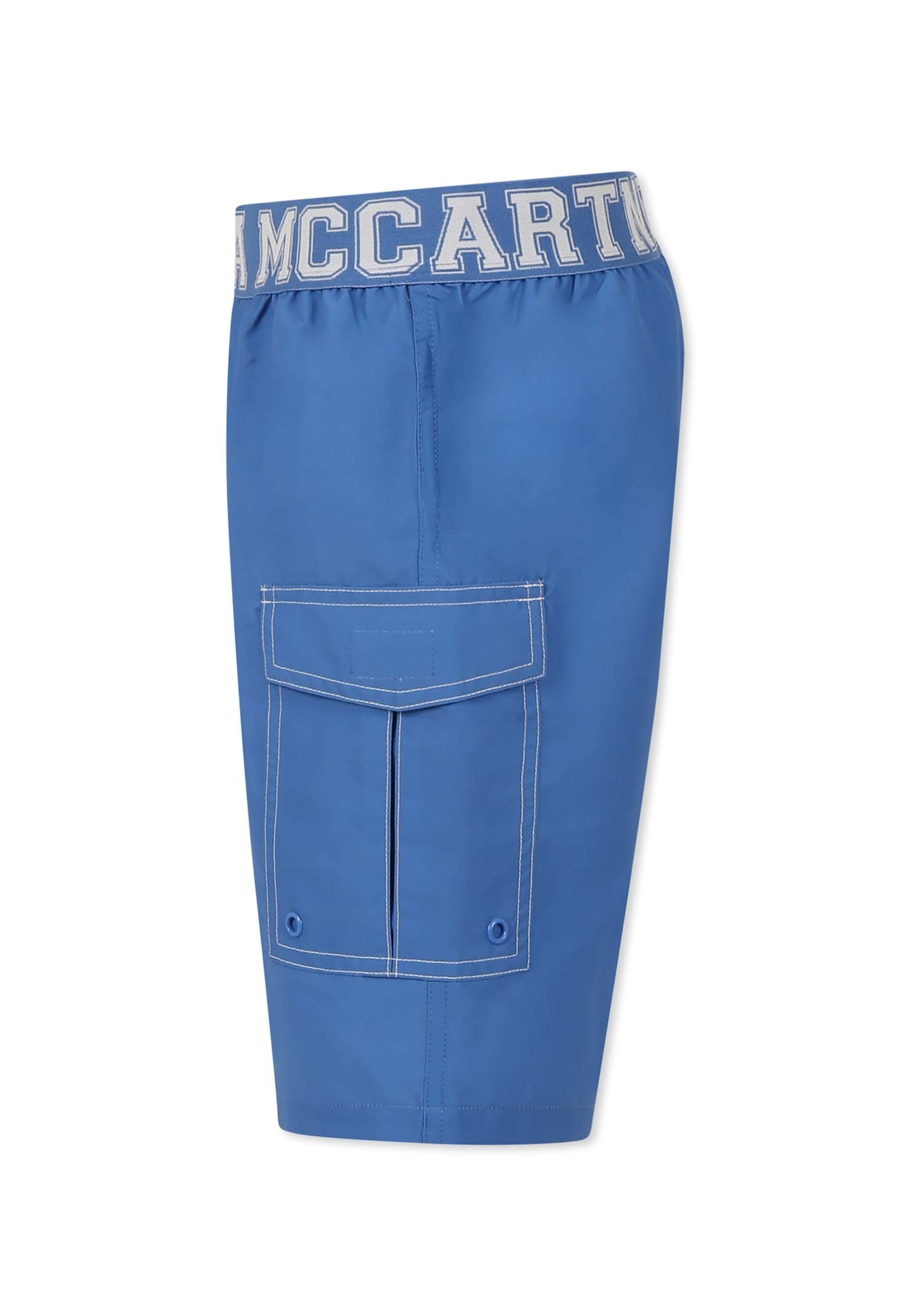 Stella Mccartney Blue Swim Shorts For Boy With Logo In Blue
