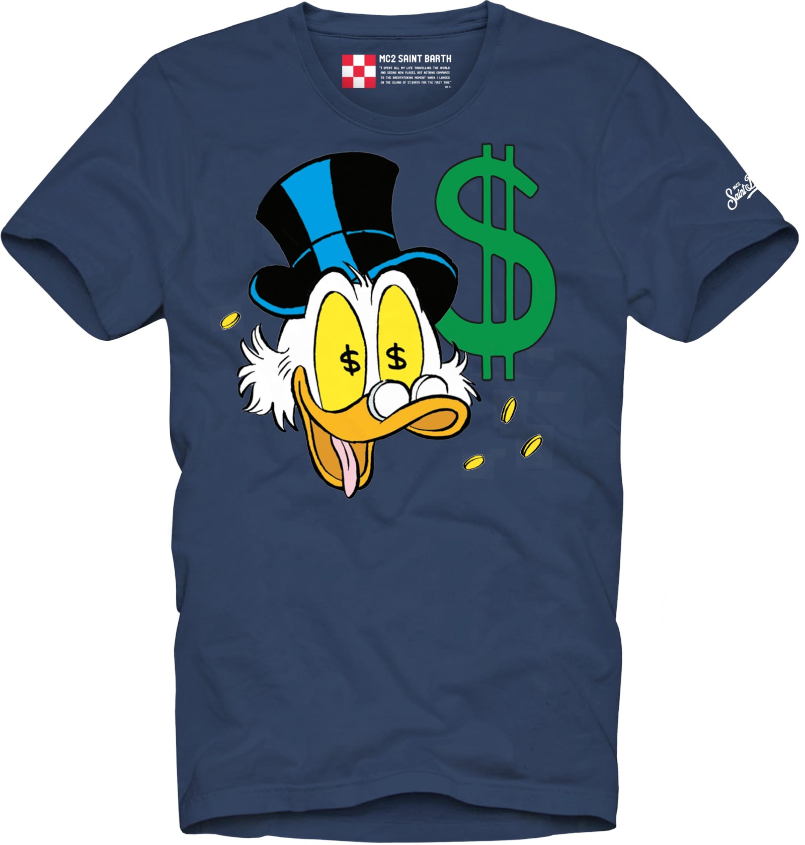 MC2 Saint Barth Uncle Scrooge Printed Blue Navy T-shirt - Disney Special Edition ©