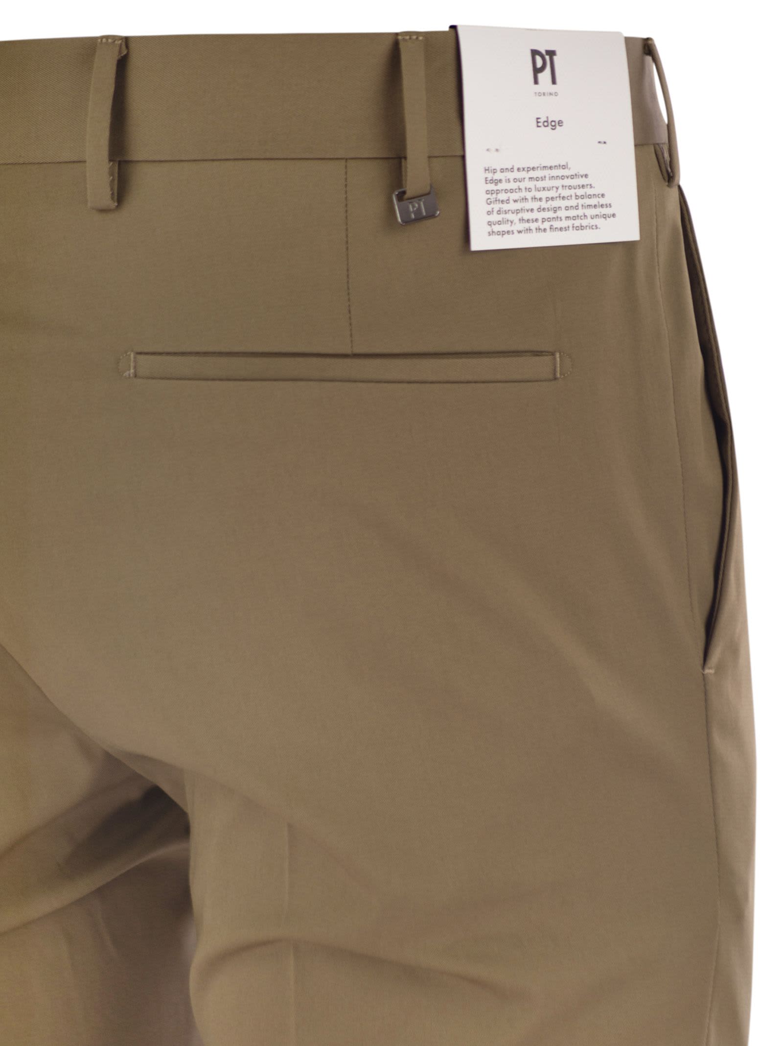 Pt Torino Khaki Stretch Cotton Blend Pant In Hazelnut