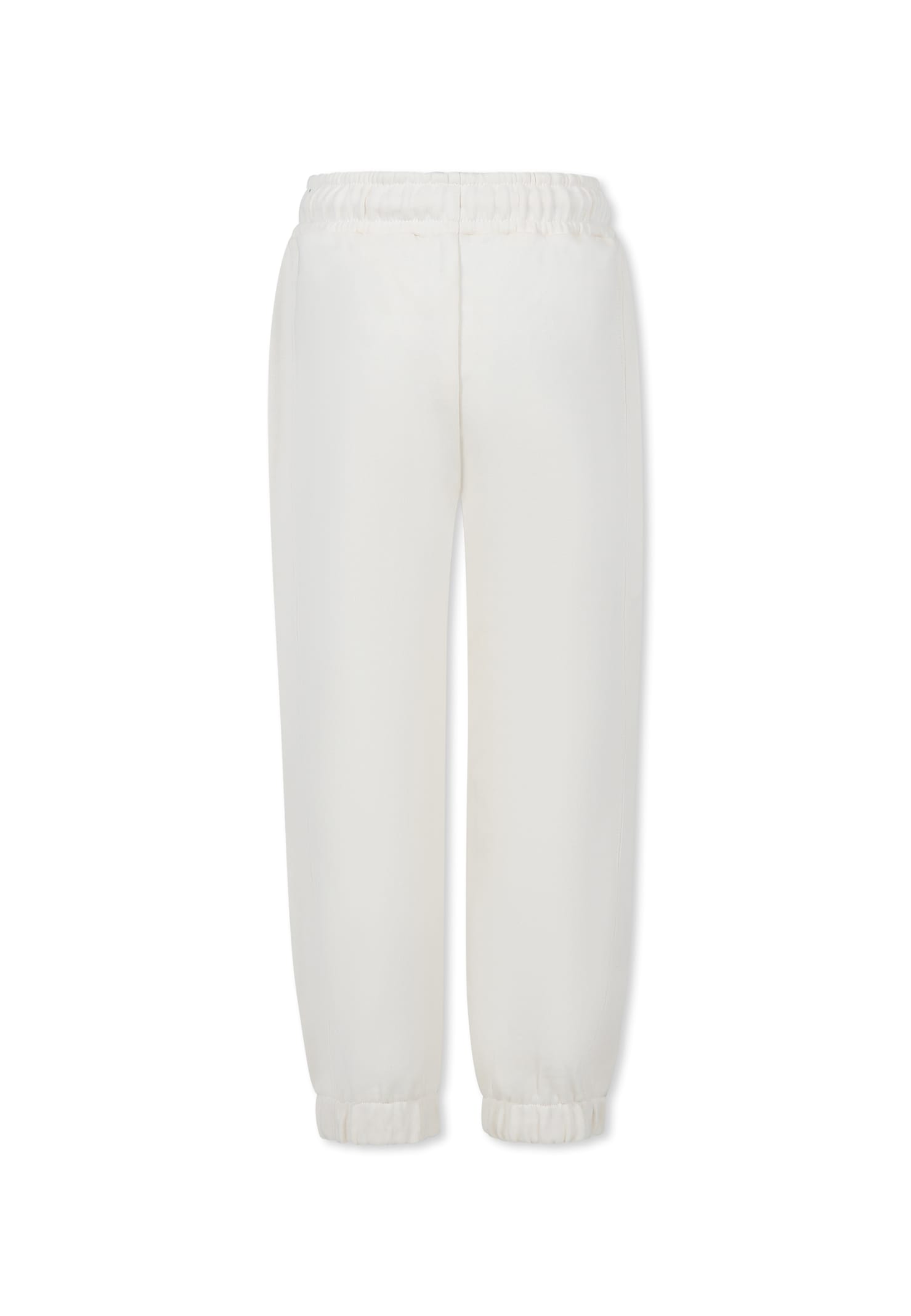 Msgm Ivory Trousers For Kids With Logo In White
