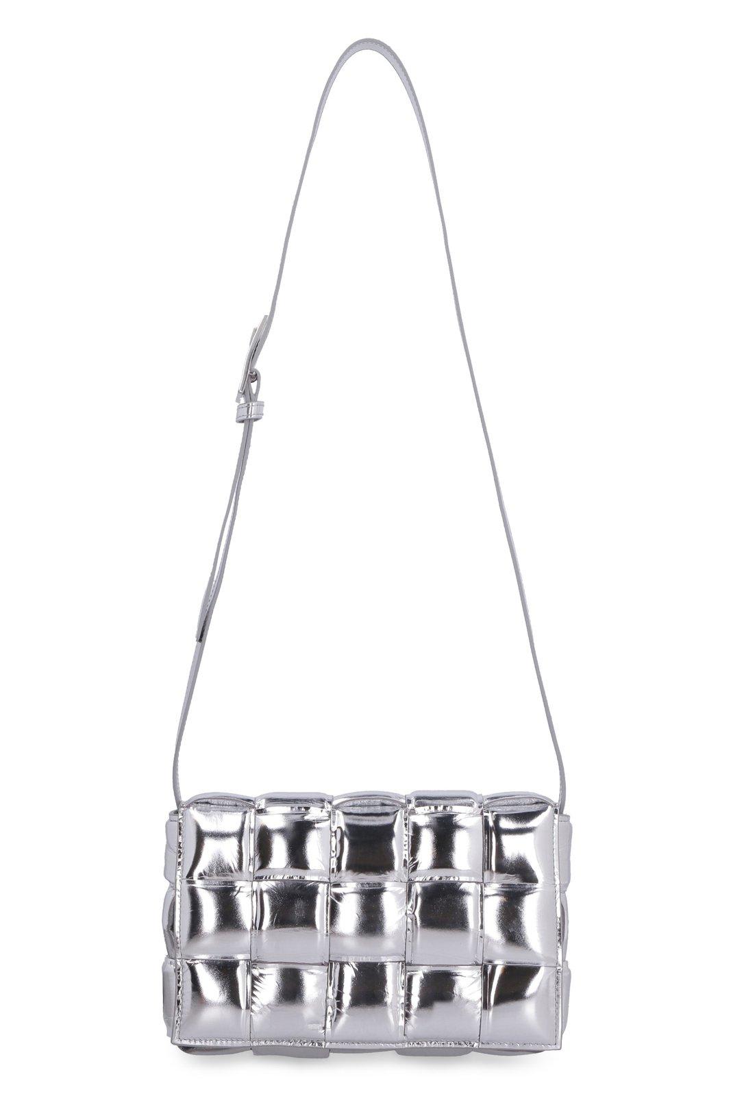 Shop Bottega Veneta Padded Cassette Crossbody Bag In Silver