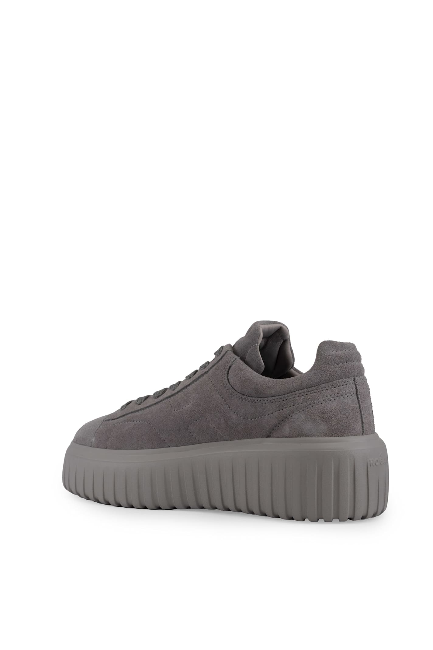 Shop Hogan H-stripes Sneakers In Suede In Grigio