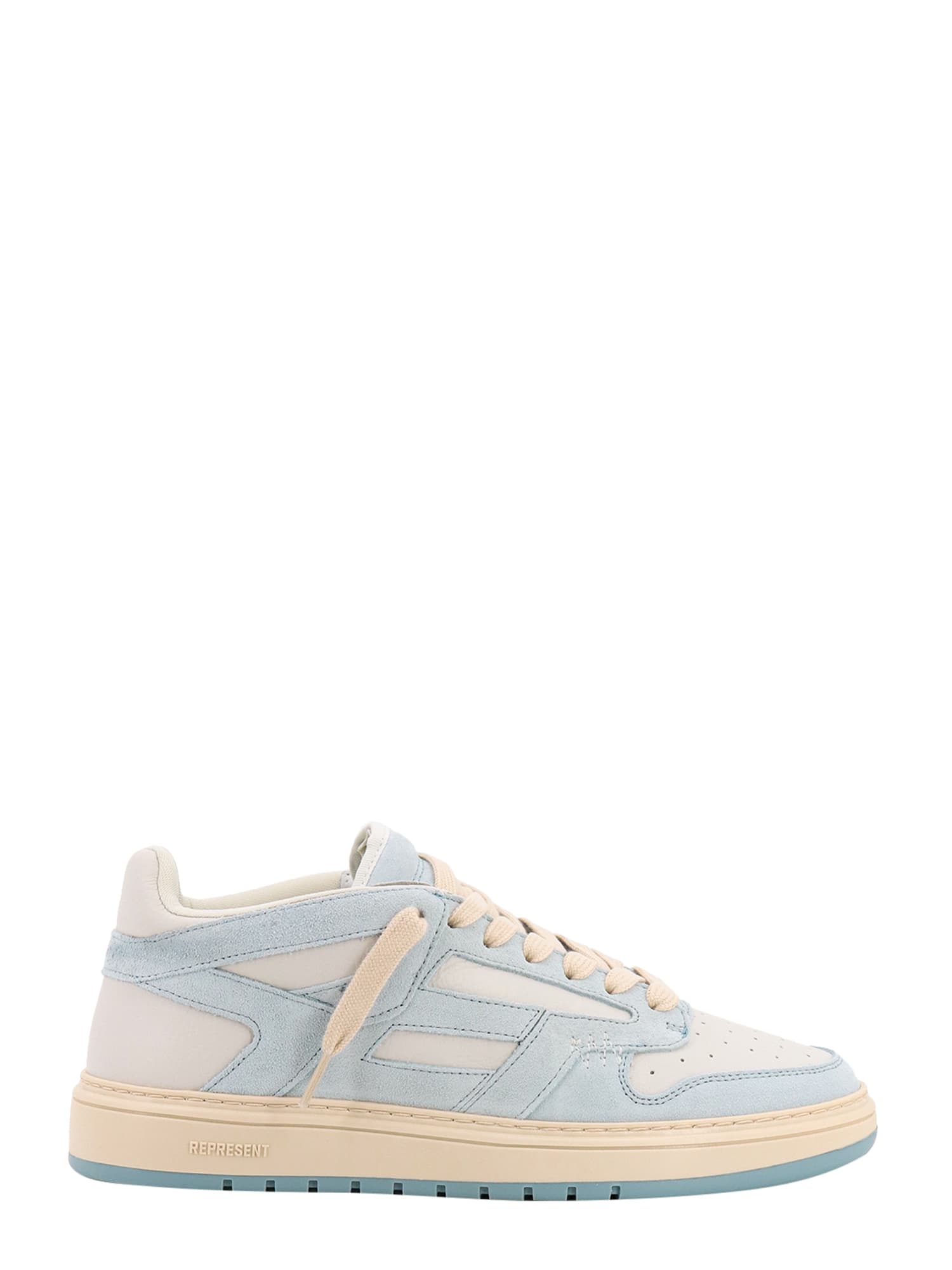 Represent Reptor Low Sneakers In White Leather In Blue