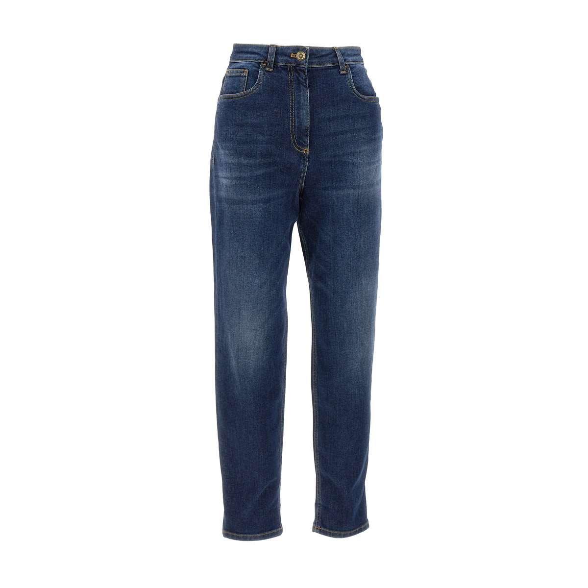 Shop Elisabetta Franchi Straight Leg Jeans In Blu Denim