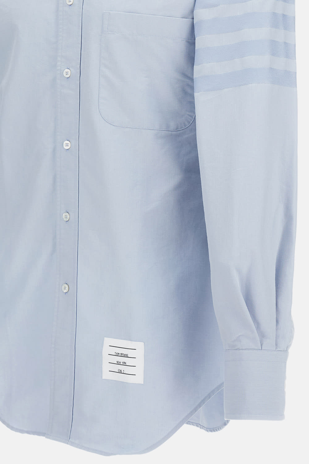 Thom Browne Light Blue Shirt With Button-down Collar And Striped Rwb Detail On The Rear In Cotton Man In Blue