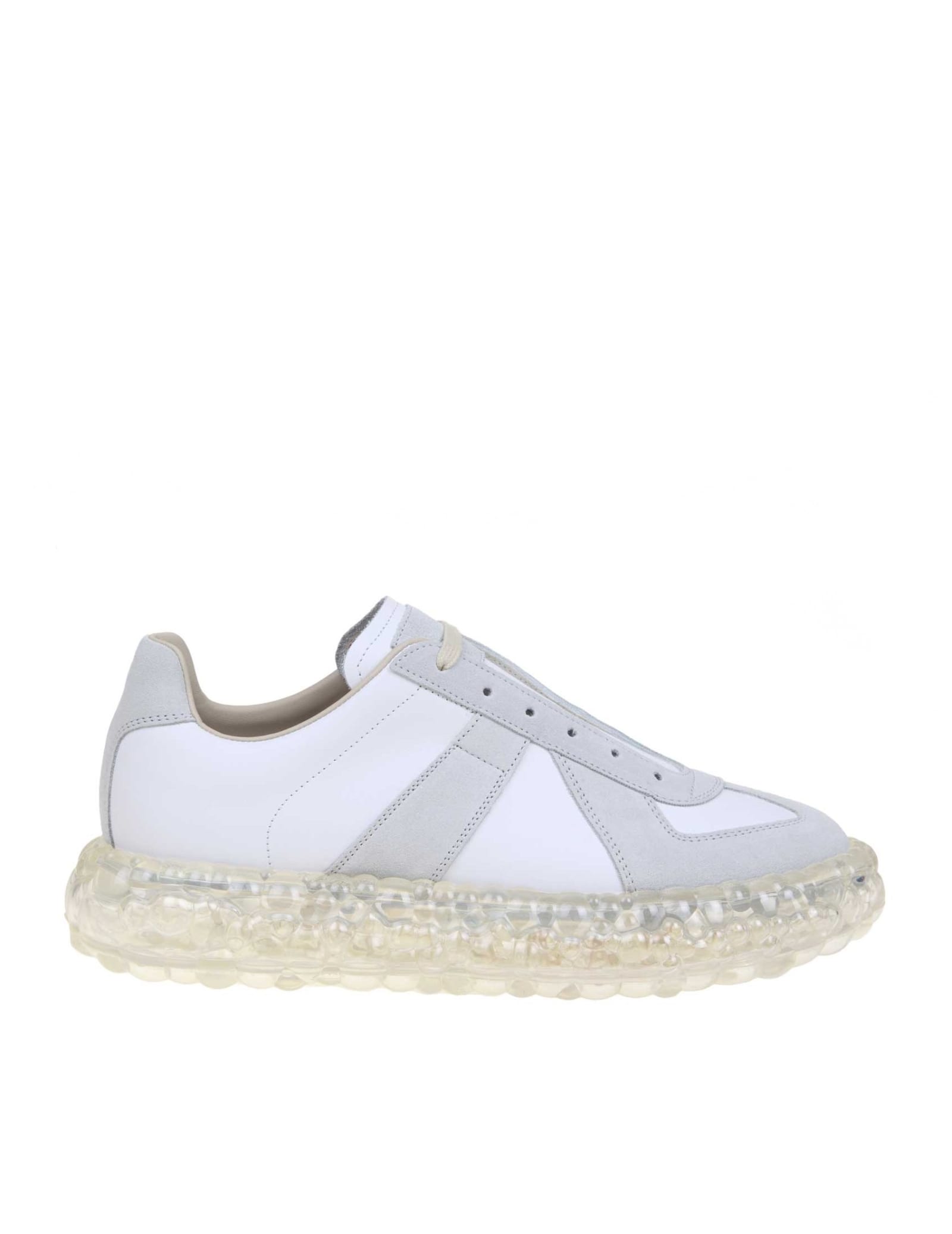 MAISON MARGIELA REPLICA CAVIAR SNEAKERS IN WHITE LEATHER,11263031