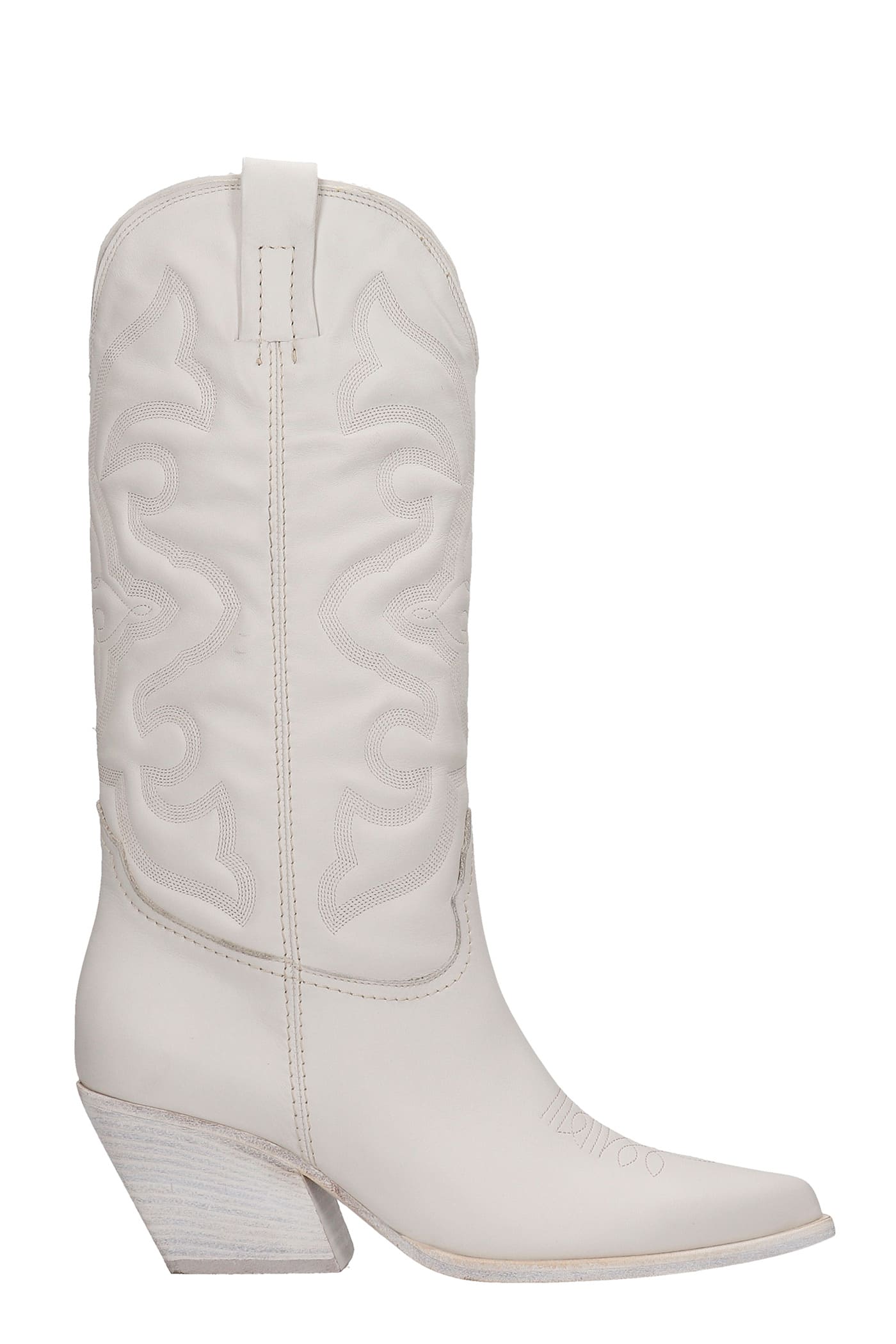Elena Iachi Texan Boots In White Leather