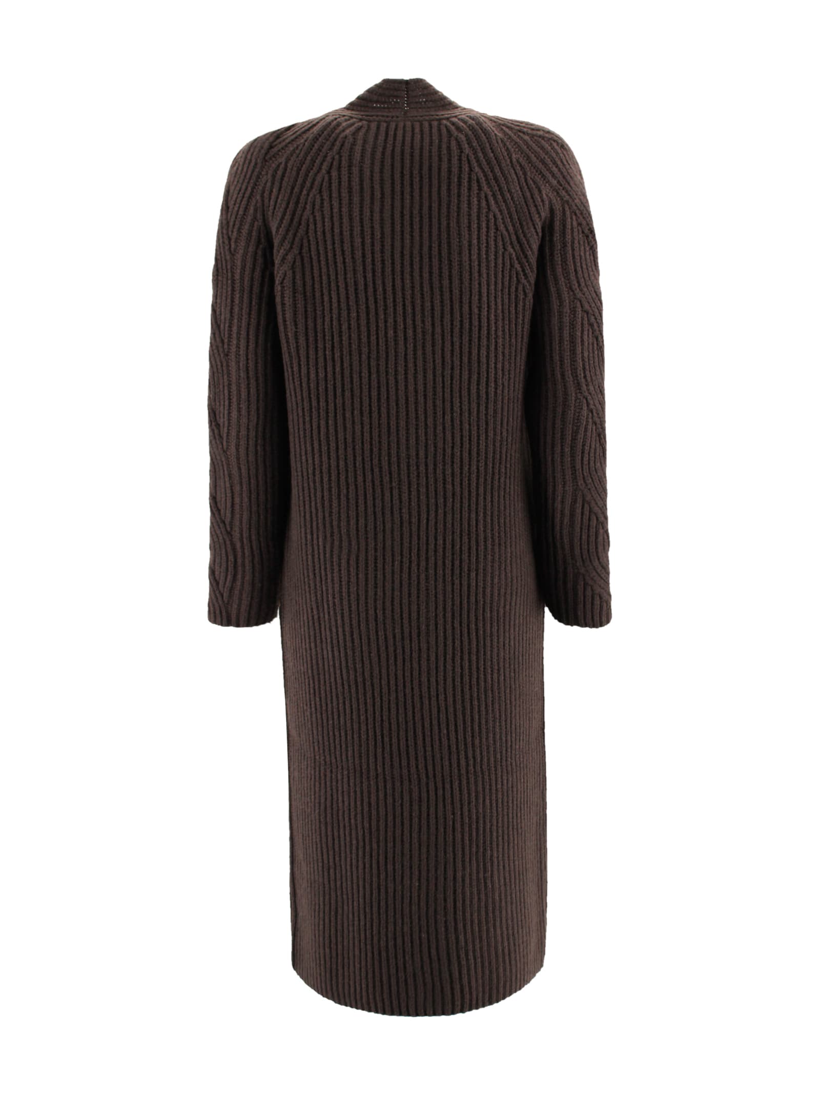 D Exterior Long Corduroy Coat In Brown