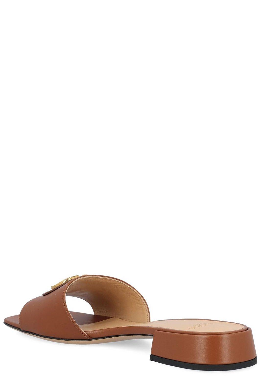Valentino Vlogo Signature Leather Sandal In Brown