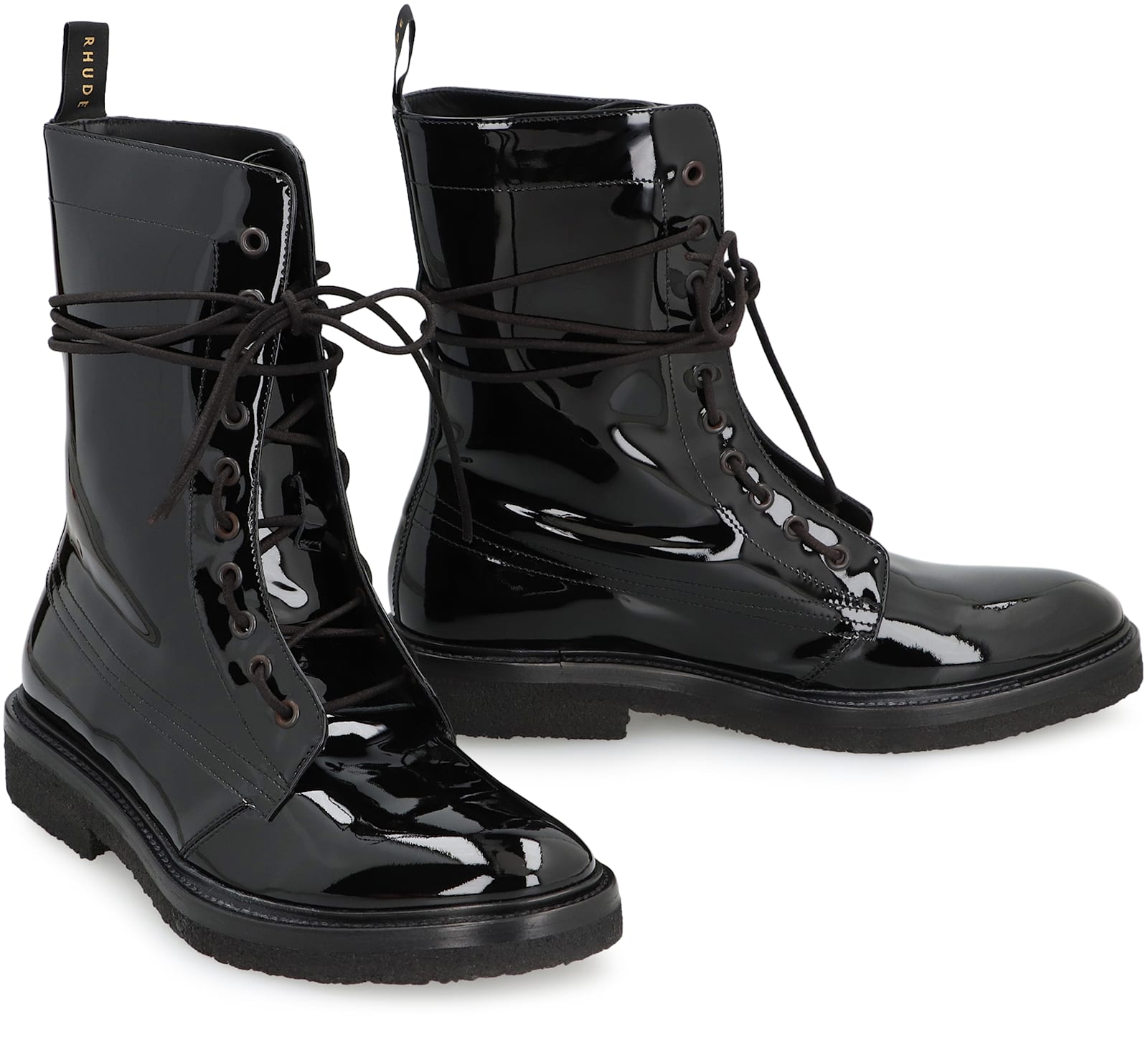Rhude Rhanger Leather Combat Boots In Multi