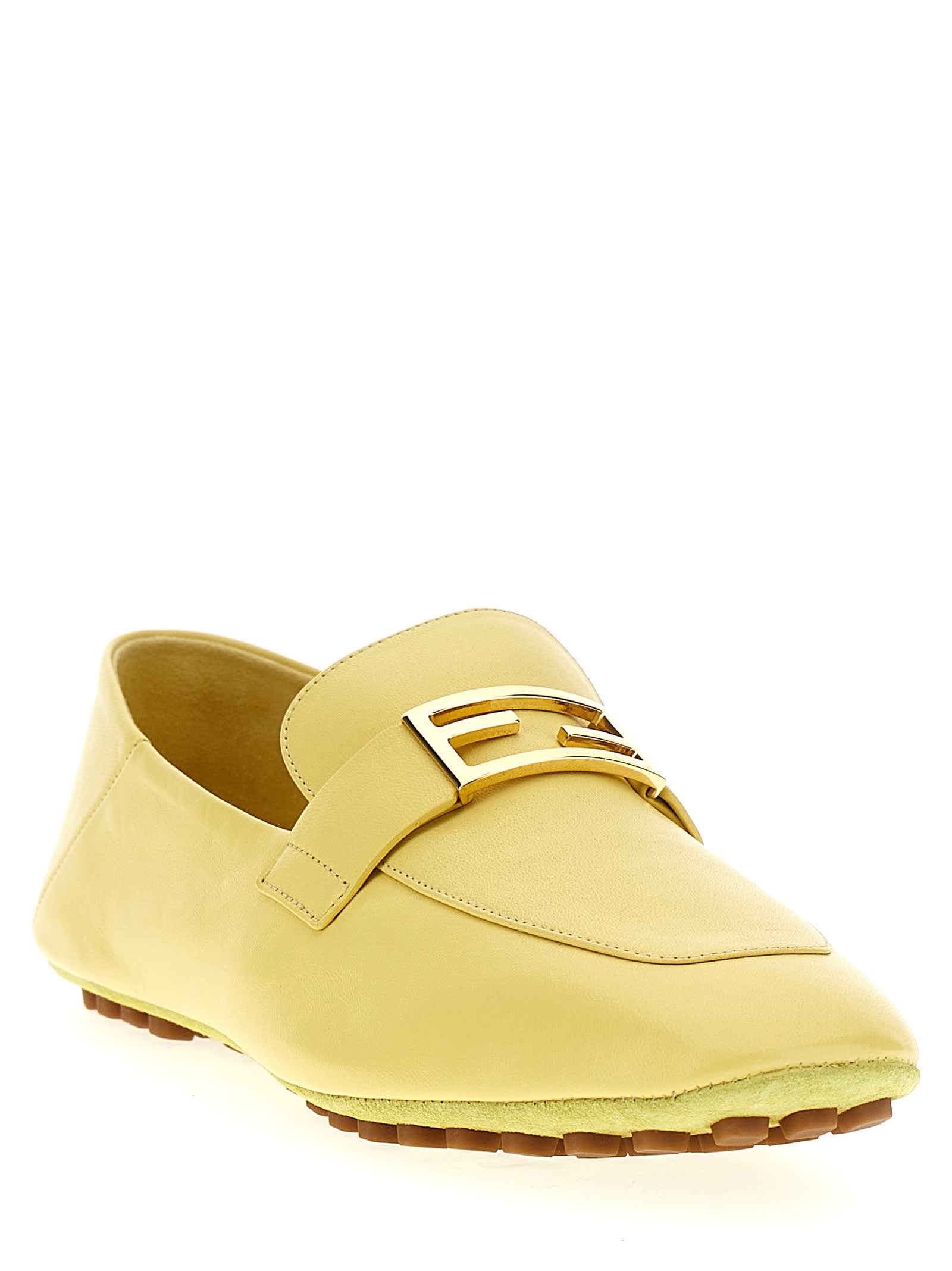 Shop Fendi Baguette Loafers In Yellow