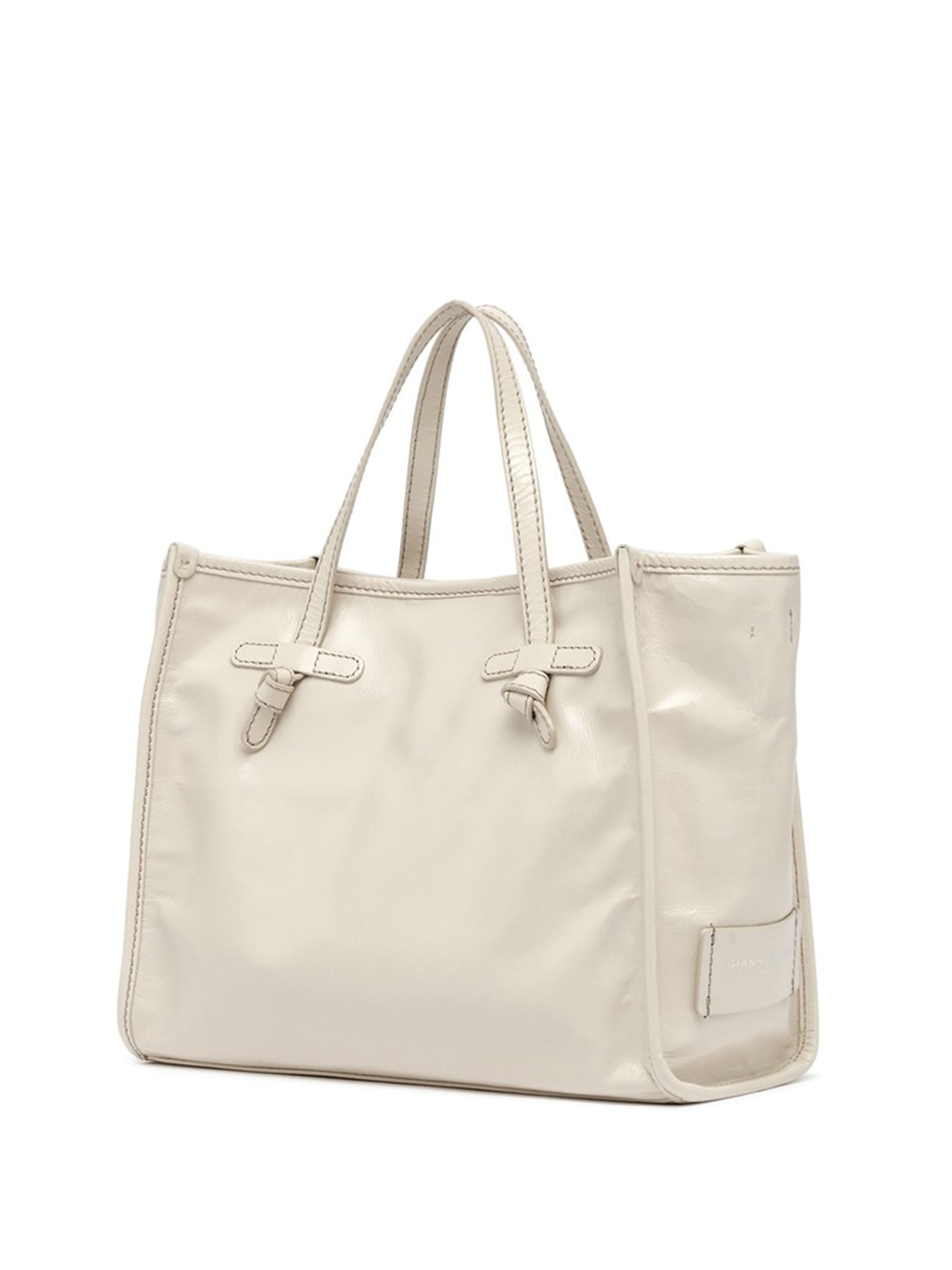 Shop Gianni Chiarini Marcella Shopping Bag In Translucent Leather In Talco