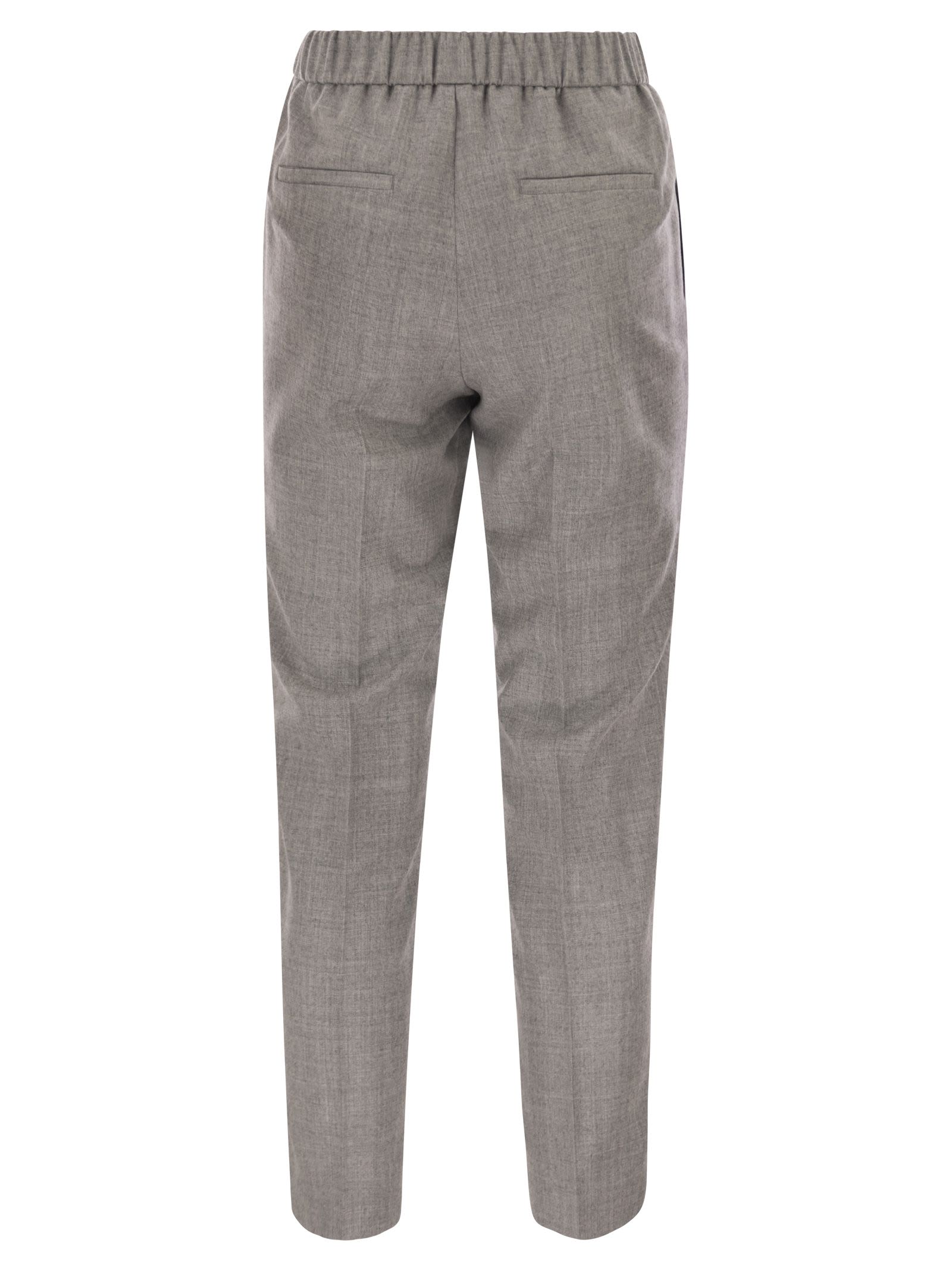 Peserico Virgin Wool Trousers With Lurex In Gray