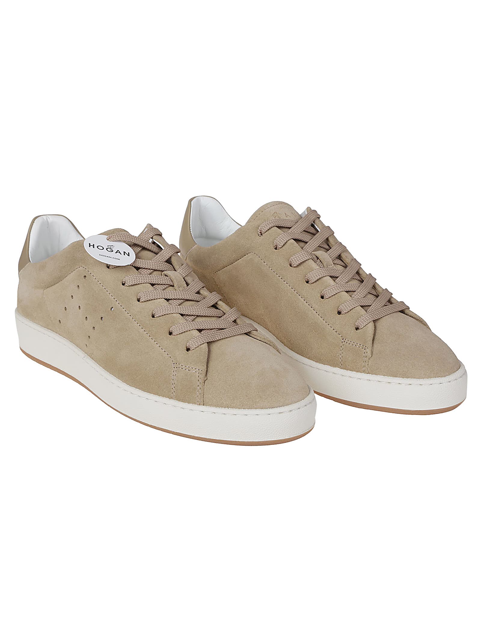 Hogan Rubber Sole Sneakers Perforated Detailing In Natural