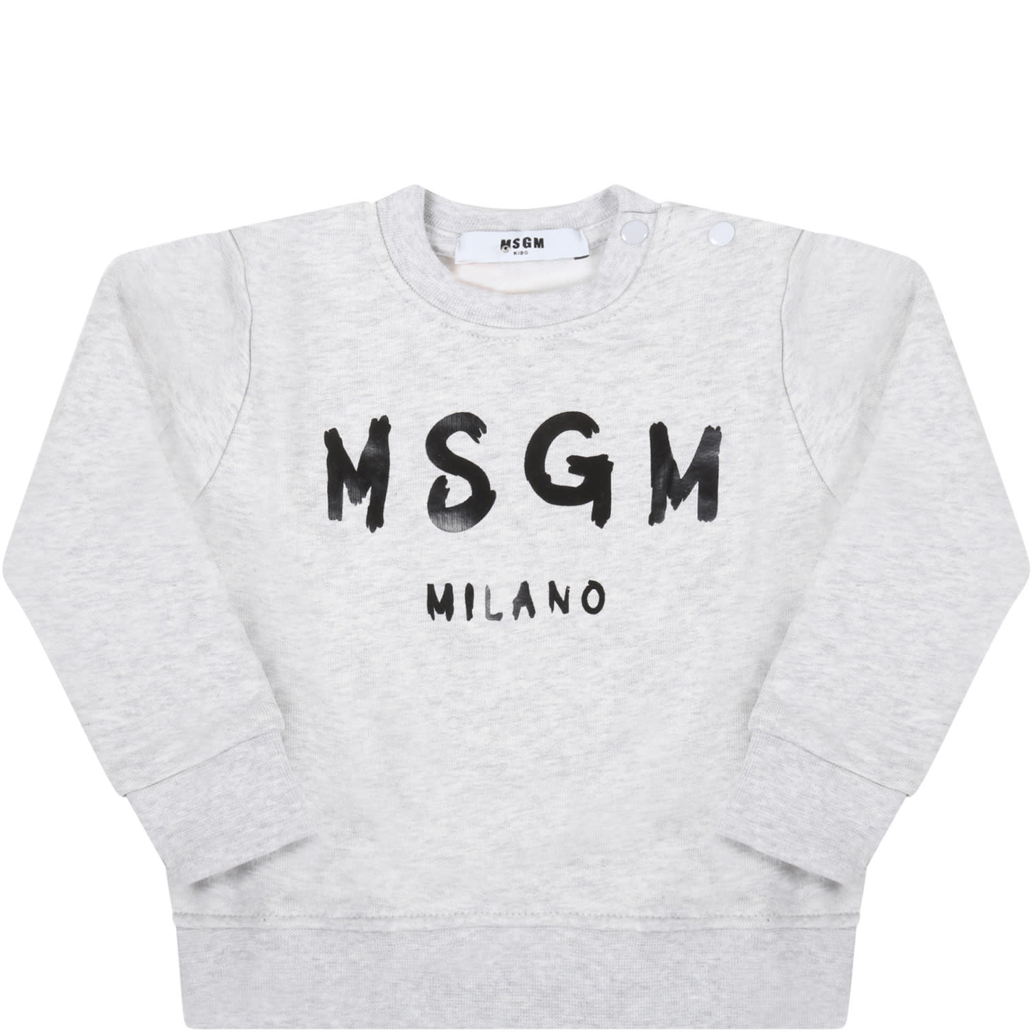 MSGM Grey Sweatshirt For Baby Kids With Logo