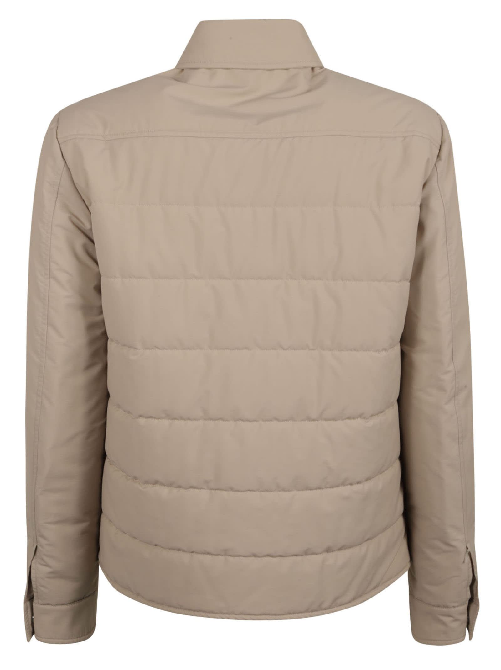 Shop Eleventy Padded Back Patched Pocket Jacket In Sand