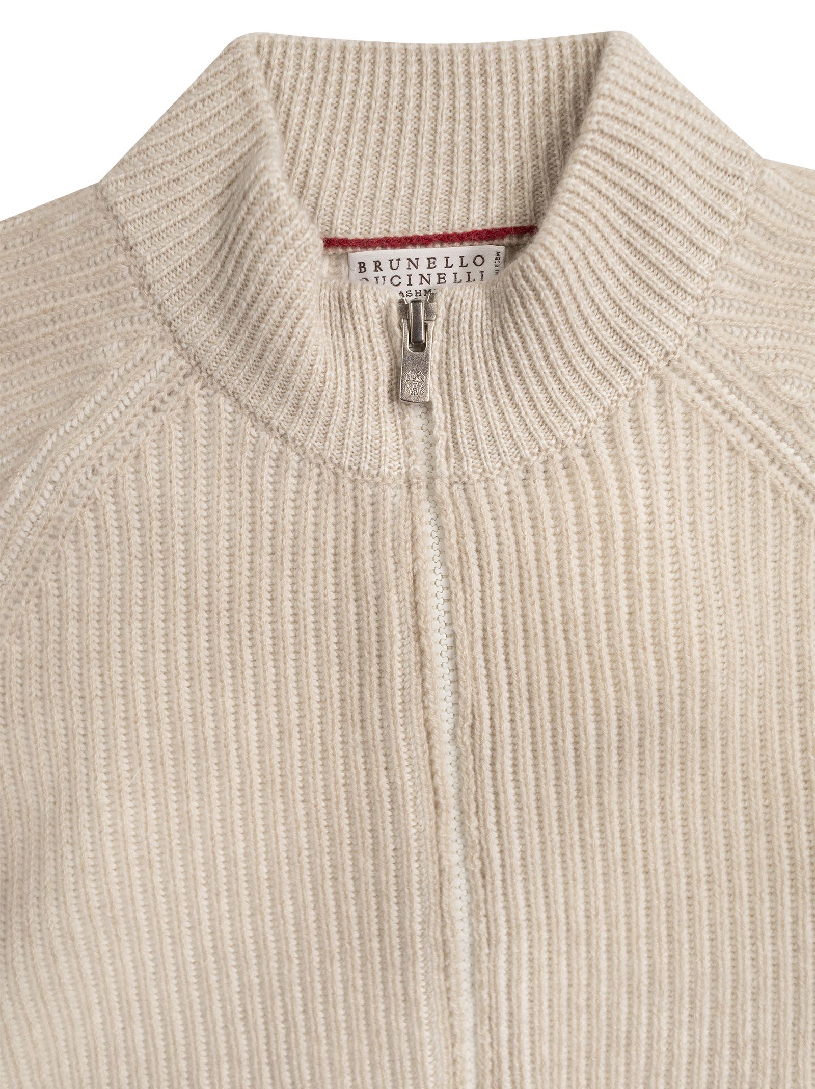 BRUNELLO CUCINELLI VANISÉ RIBBED CASHMERE TURTLENECK CARDIGAN WITH ZIP 