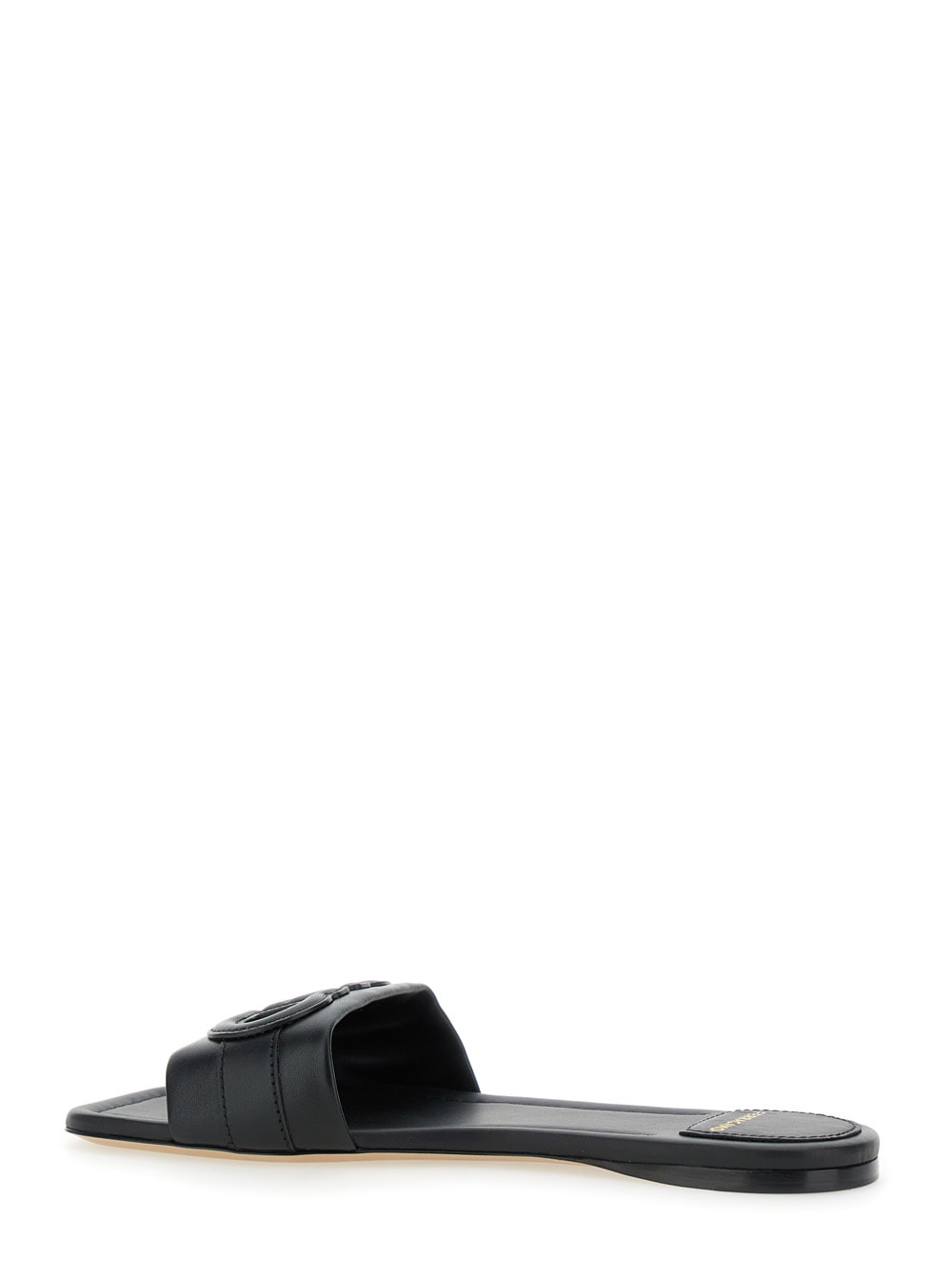 Ferragamo Liss Black Sandals With Embossed Logo On The Band And Square Toe In Leather Woman In Black