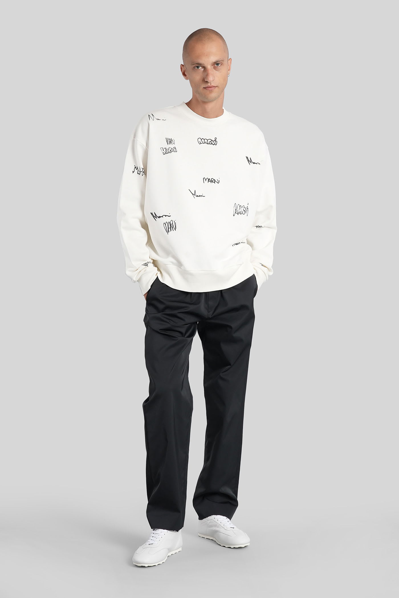 Marni Long Sleeve Crewneck Sweatshirt In Neutral