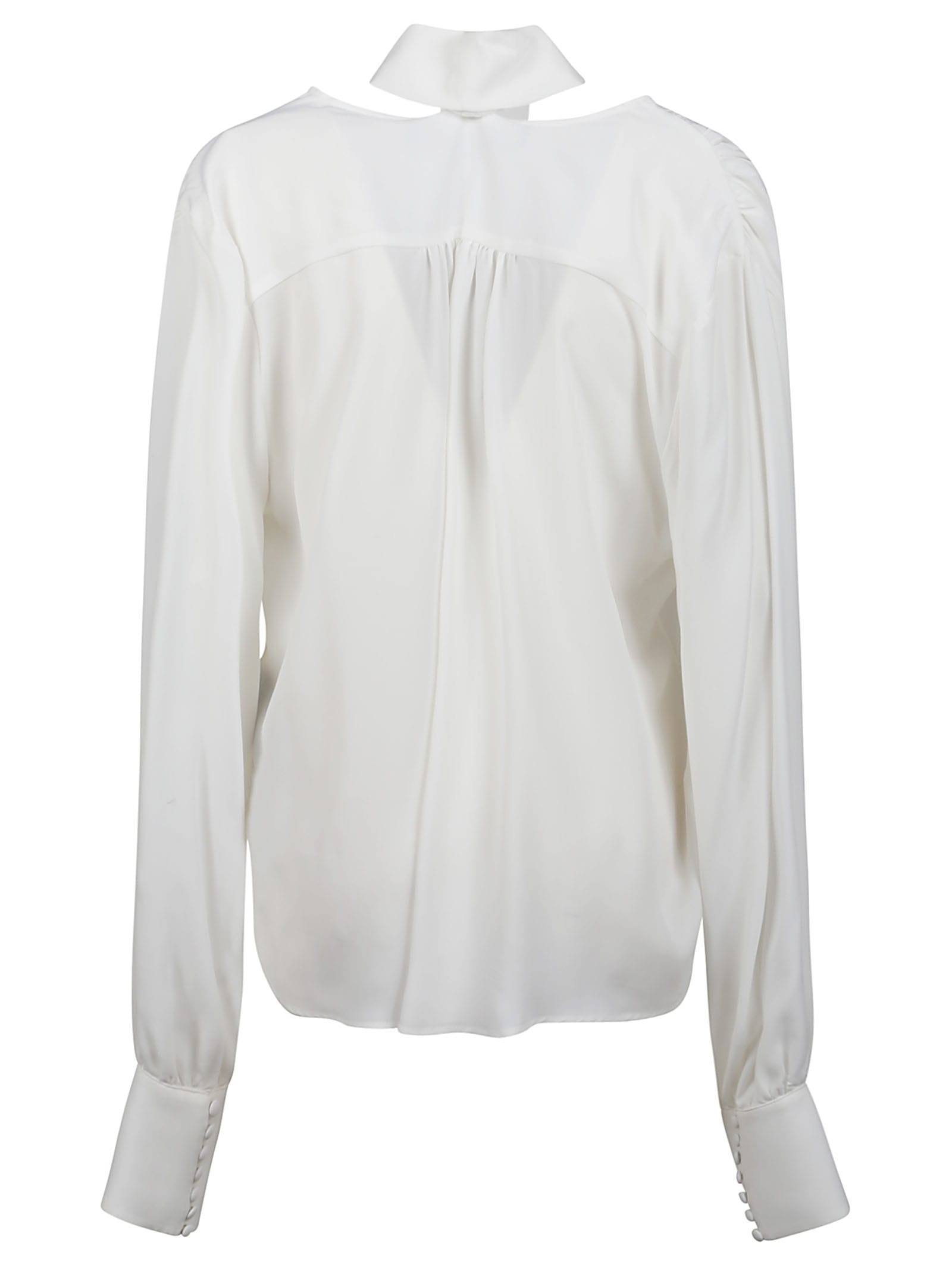 Shop Federica Tosi Pussy-bow Pleated Blouse In Bianco