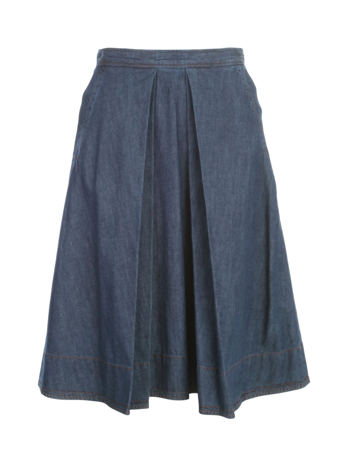Aspesi Denim Pleated Skirt
