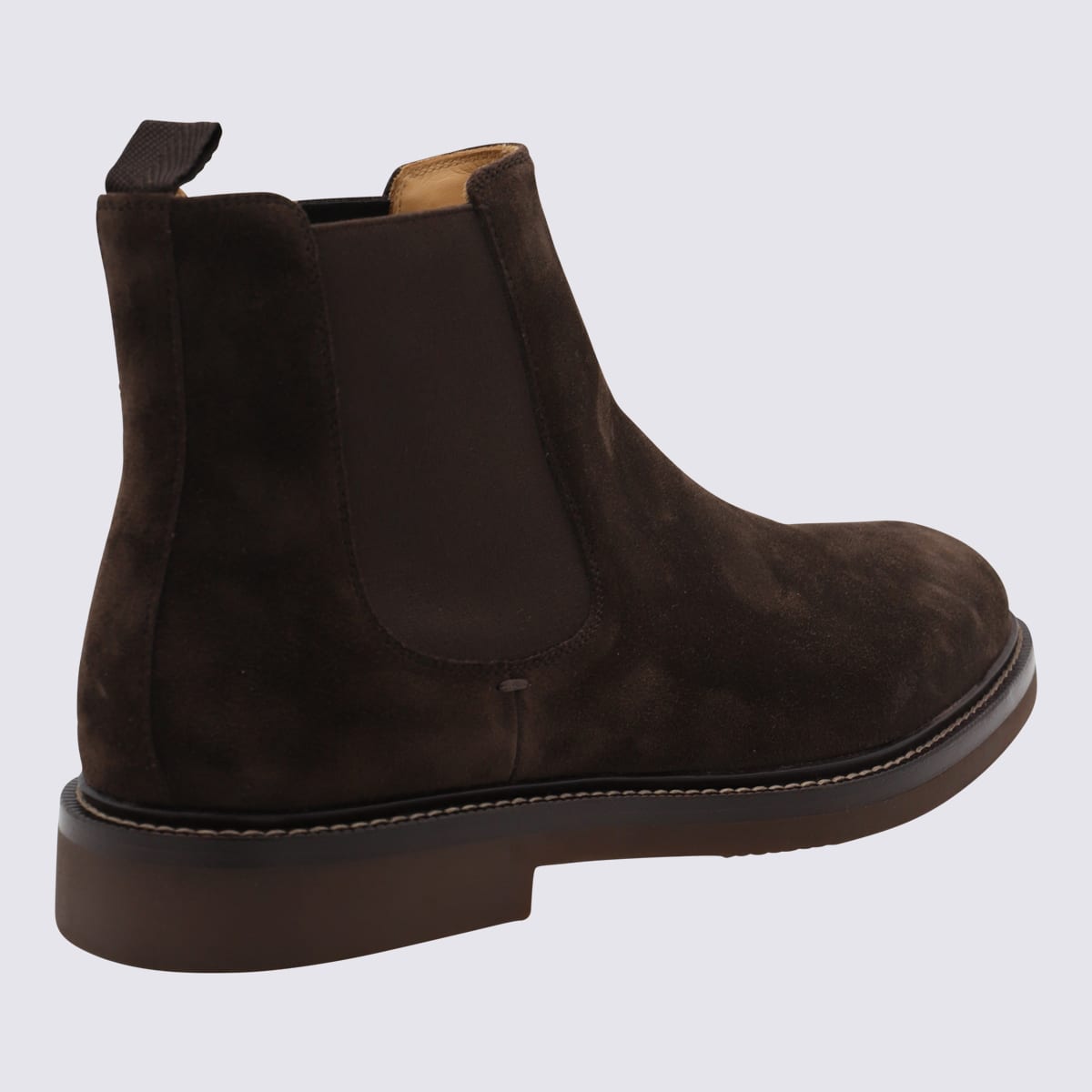 Brunello Cucinelli Round Toe Ankle Boots In Brown