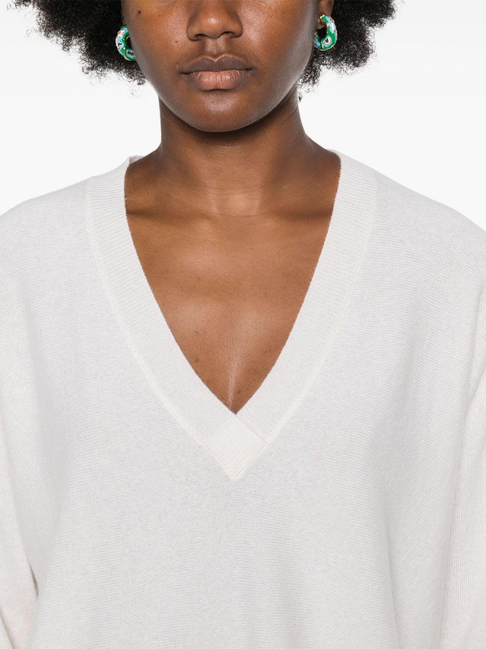 Lisa Yang White Cashmere Knitted Sweater In Multi