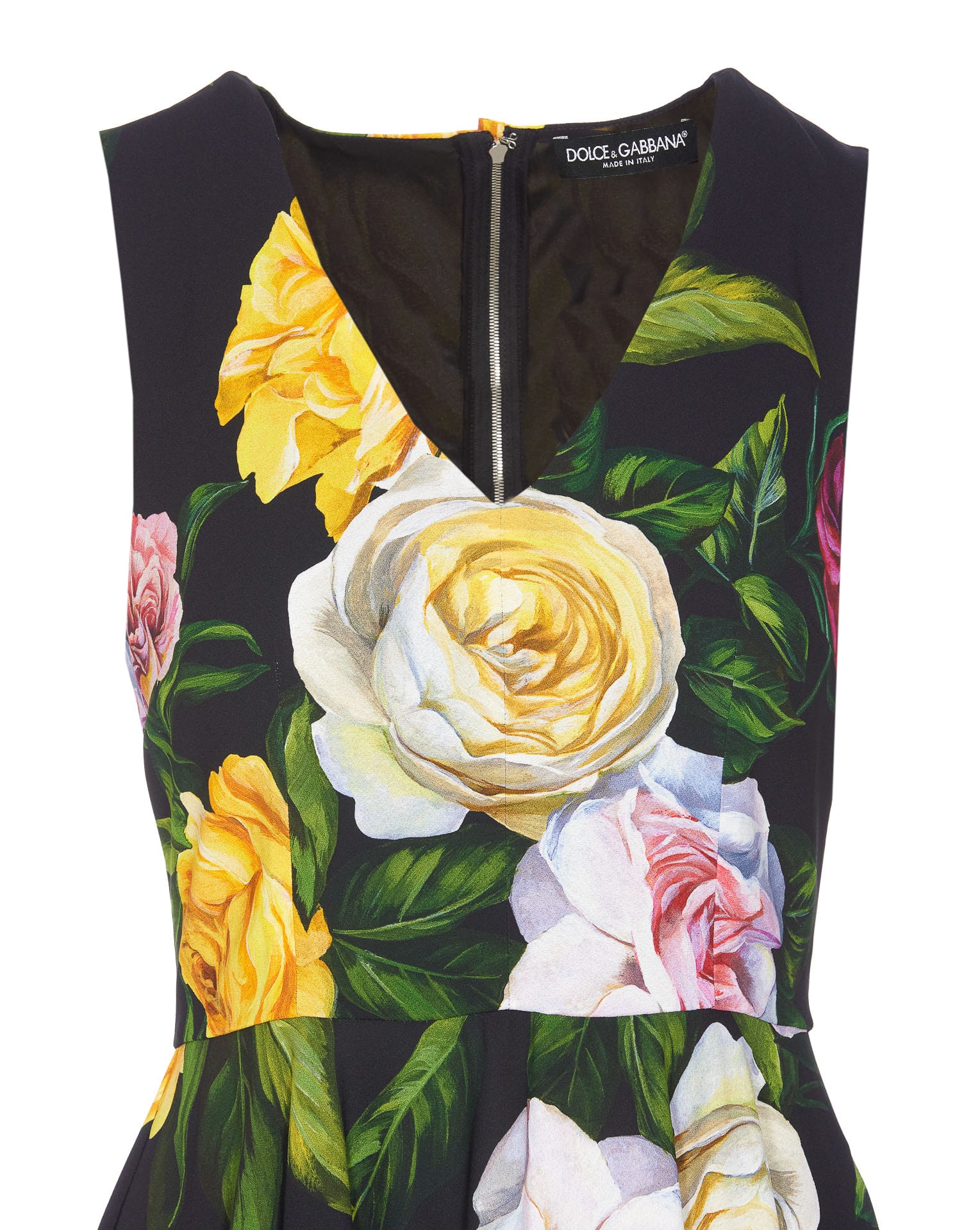 DOLCE & GABBANA SHIRT DRESS WITH PEONY AND ROSE PRINT