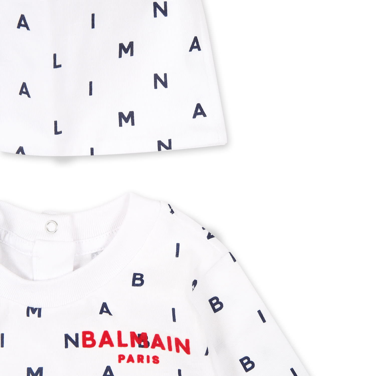 Balmain White Babaygrow Set For Babykids With Logo In White