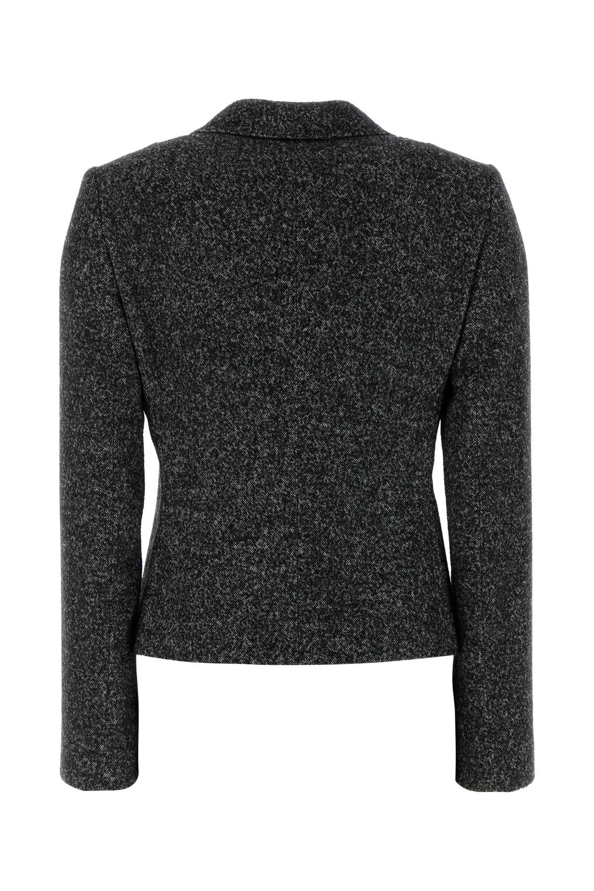 Dolce & Gabbana Embroidered Stretch Wool Blend Blazer In Gray
