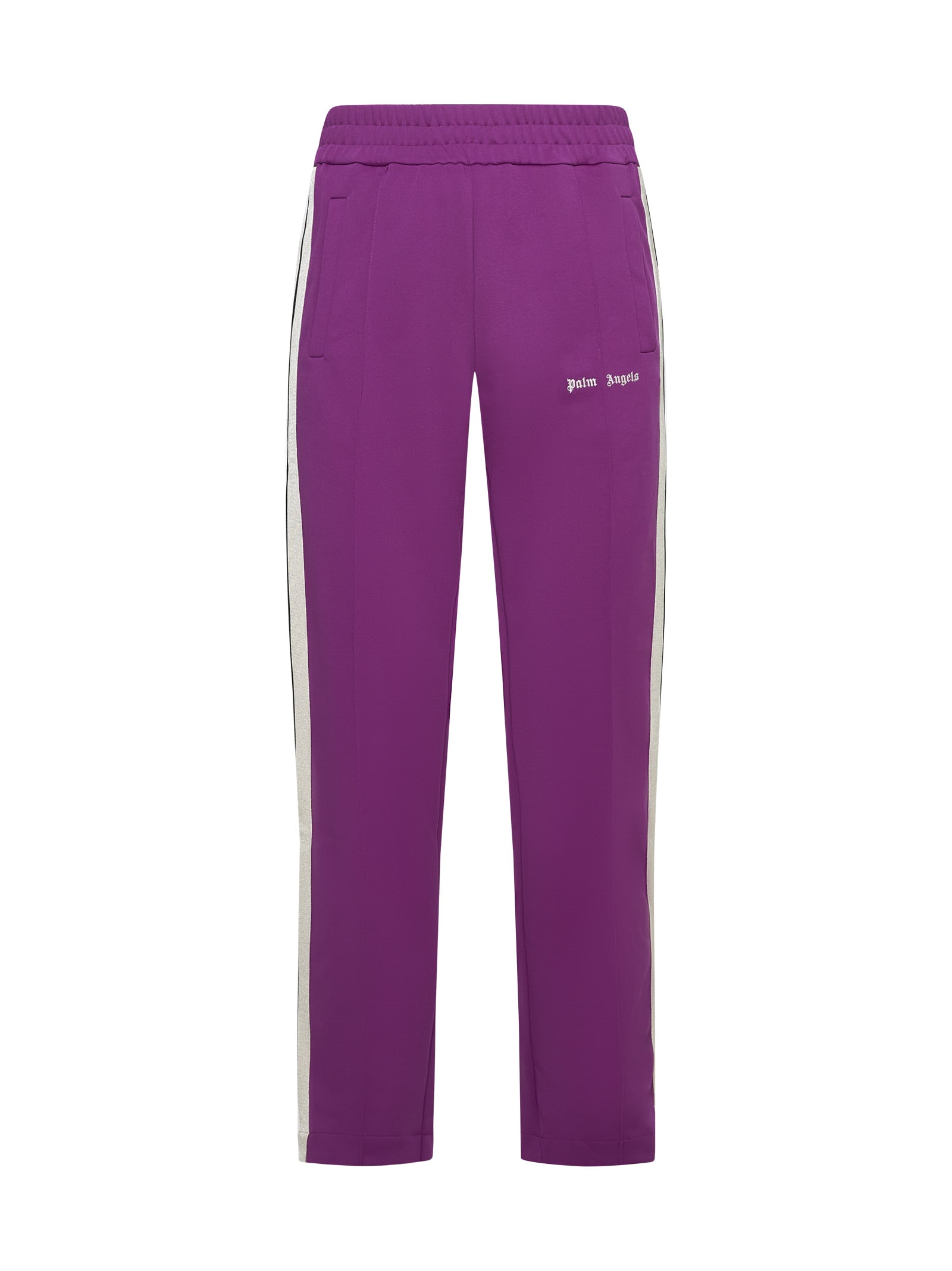 Shop Palm Angels Pants In Purple Off White