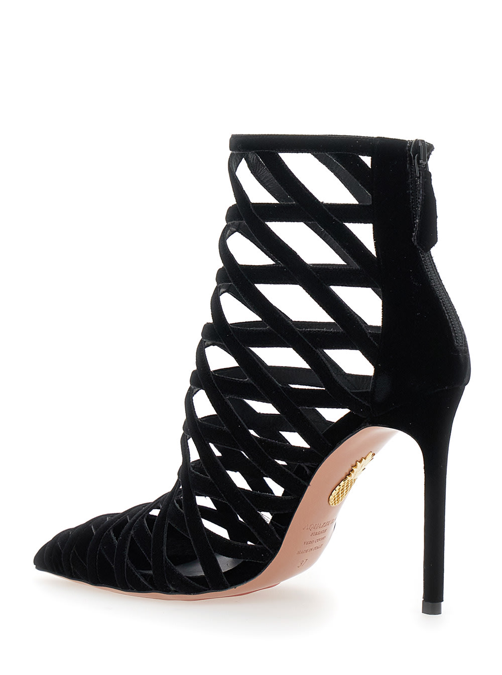 Shop Aquazzura Romance Black Pumps With Interwoven Design In Velvet Woman