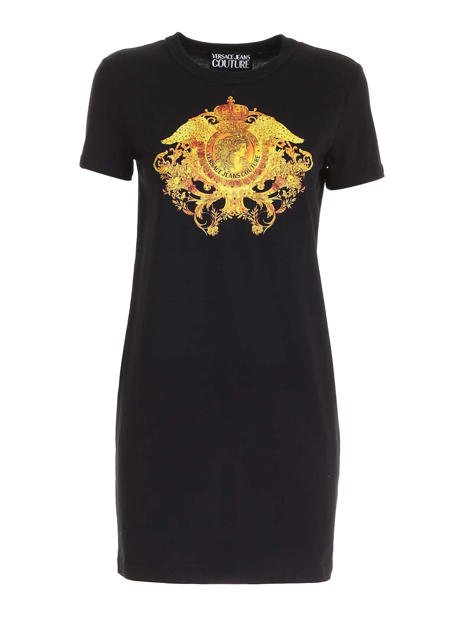Versace Jeans Couture Rococo Pattern Dress In Black