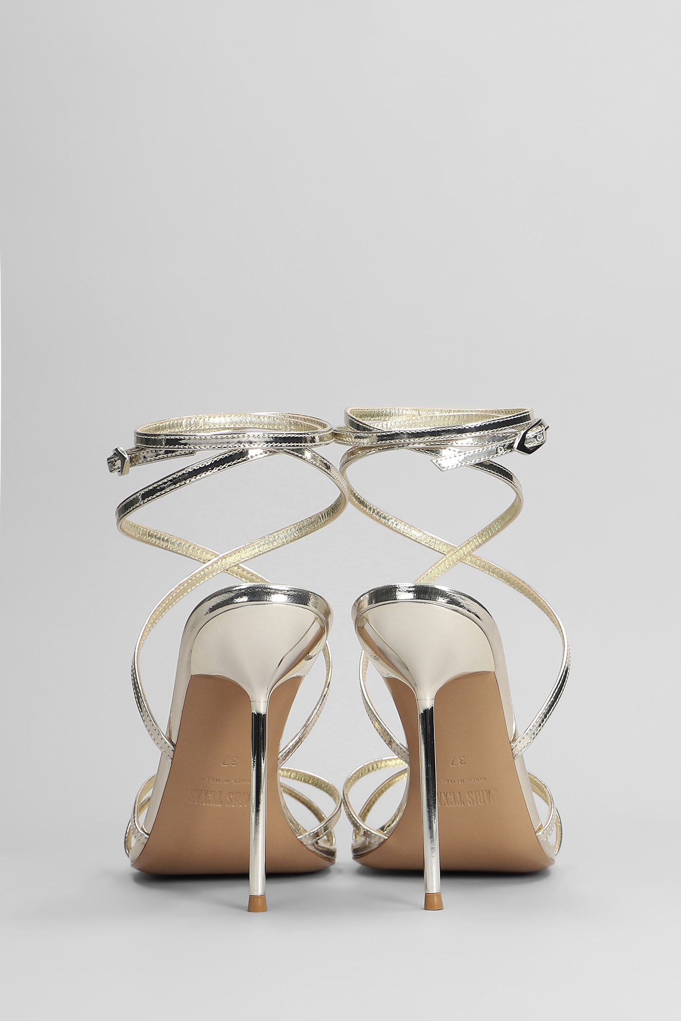 Paris Texas Liz Lace Up Sandals In Platinum Leather In Platinum
